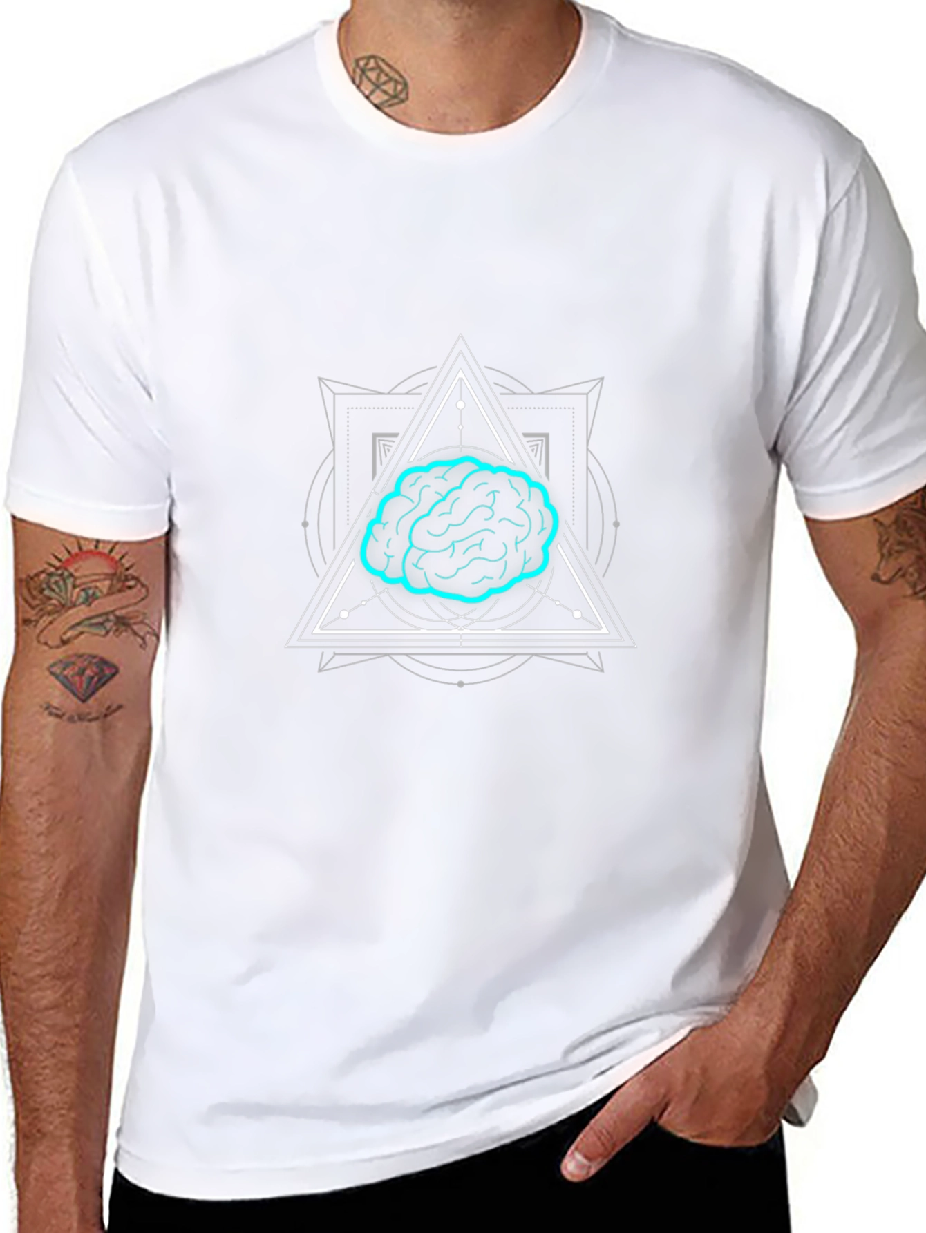 Brain Graphic T-Shirt - Black Cotton Tee for Men