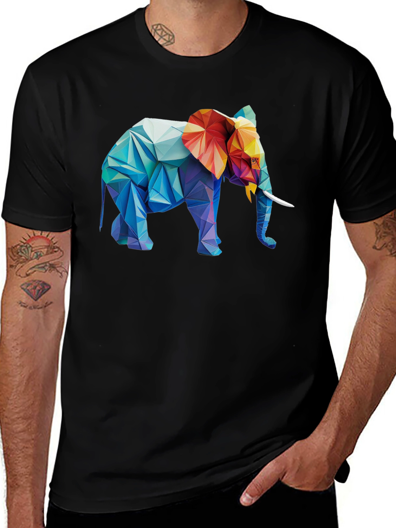 Geometric Elephant Graphic T-Shirt