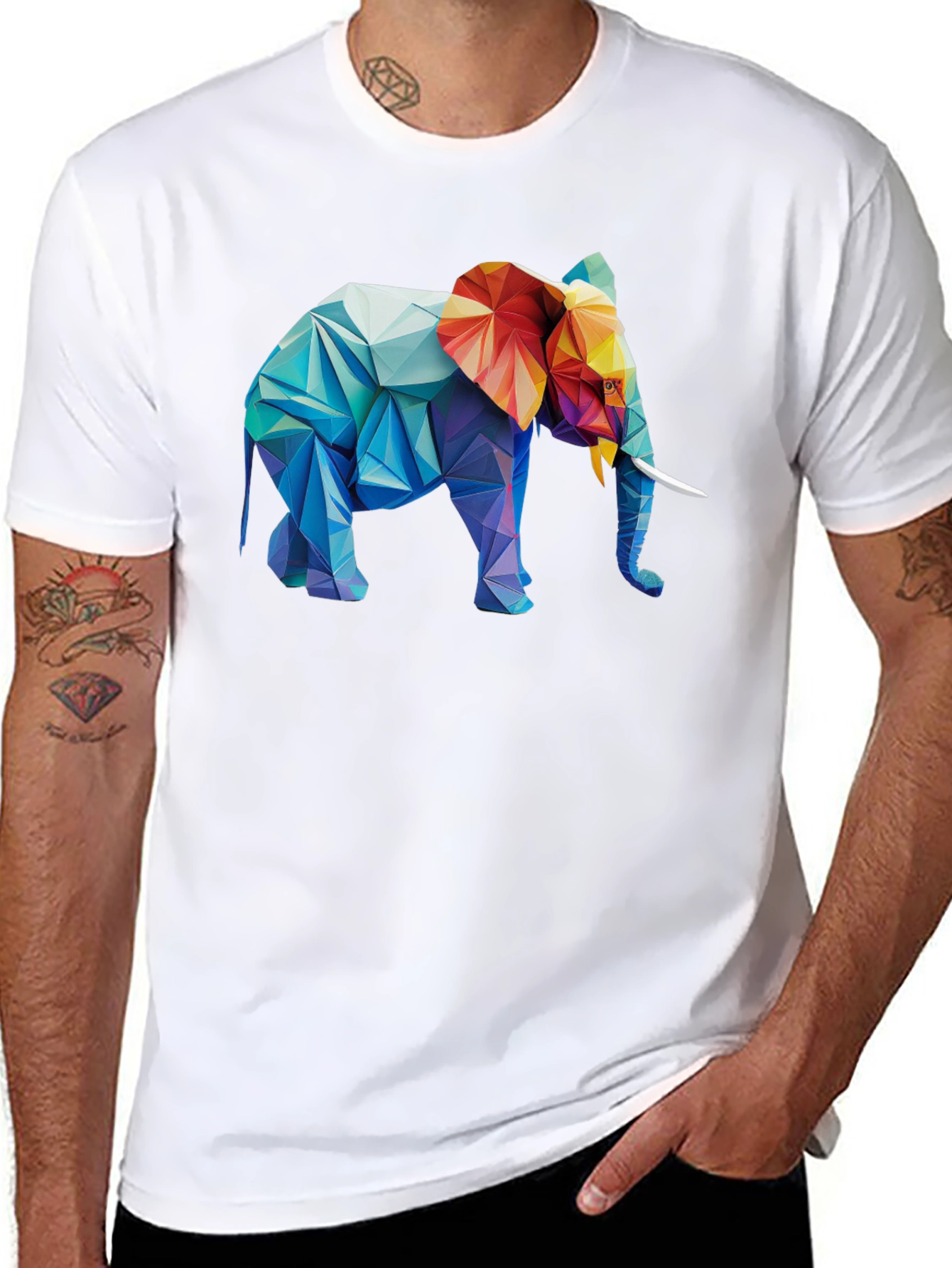 Geometric Elephant Graphic T-Shirt