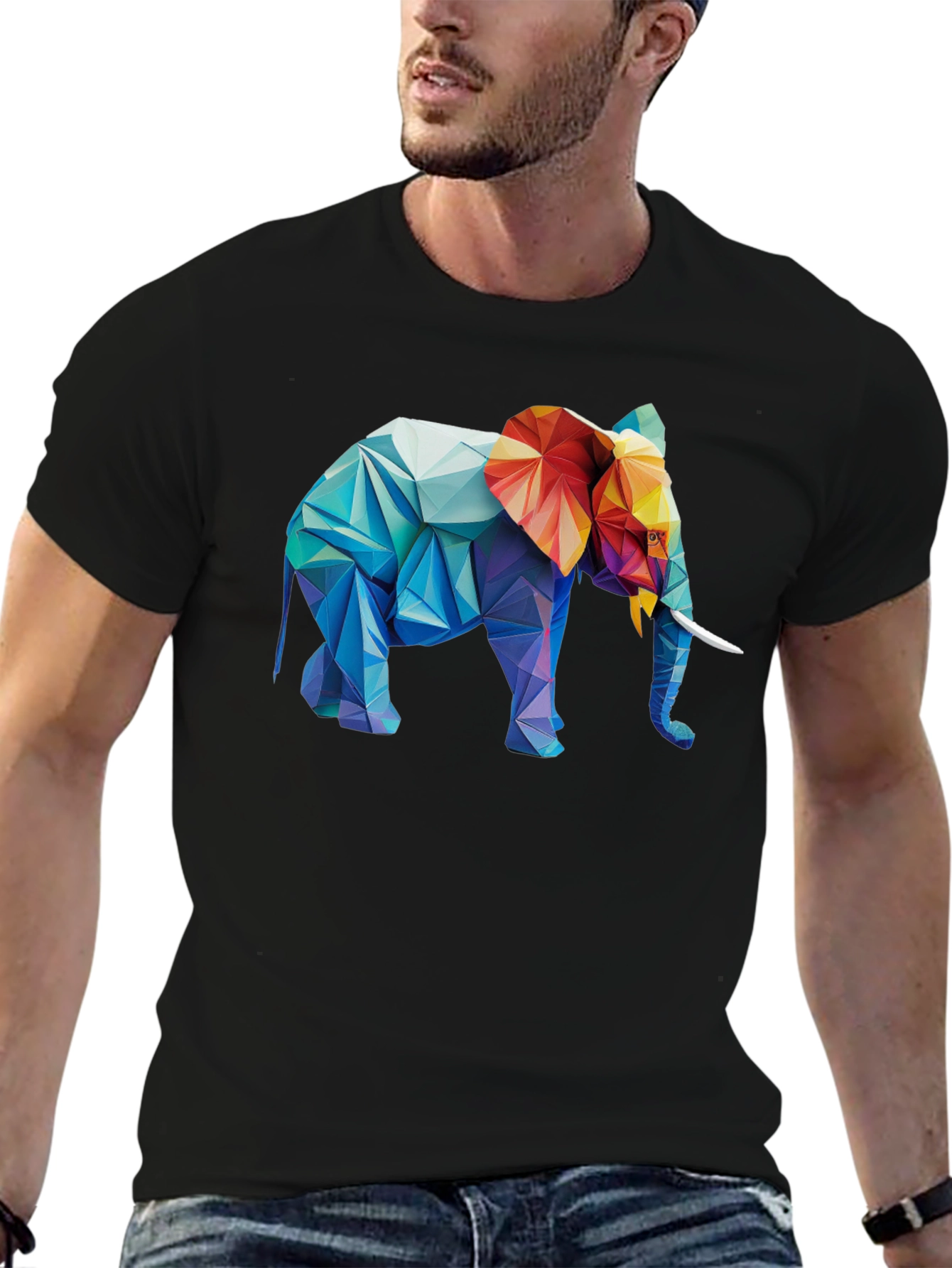 Geometric Elephant Graphic T-Shirt