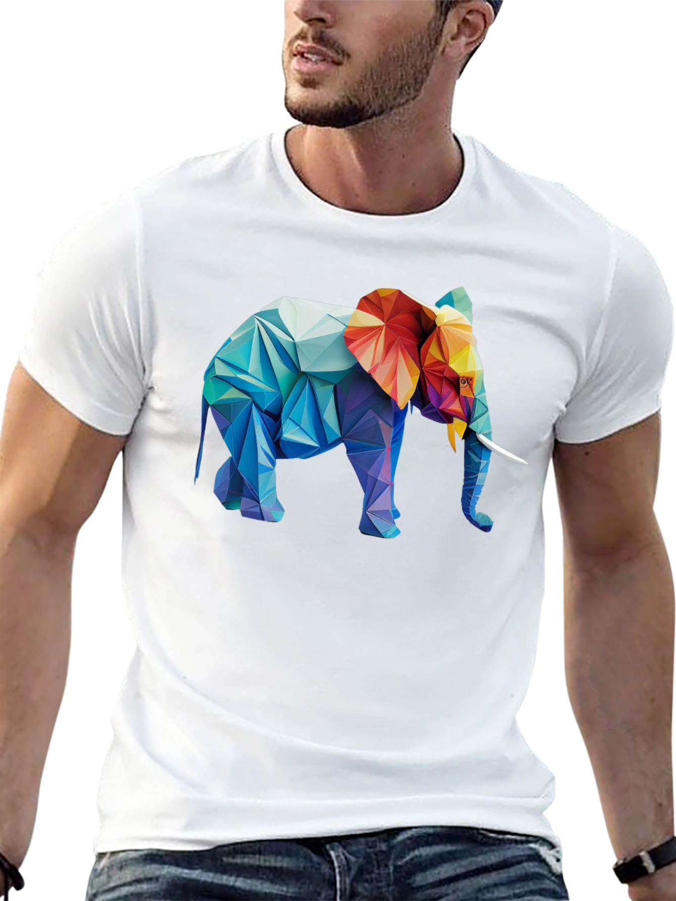 Geometric Elephant Graphic T-Shirt