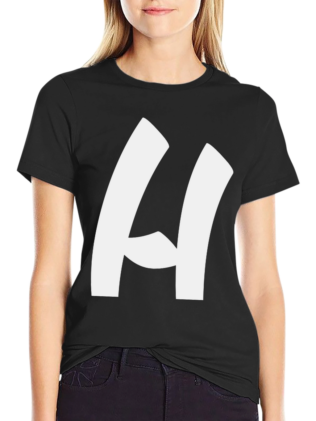 Bold H Black T-Shirt - Modern Casual Style