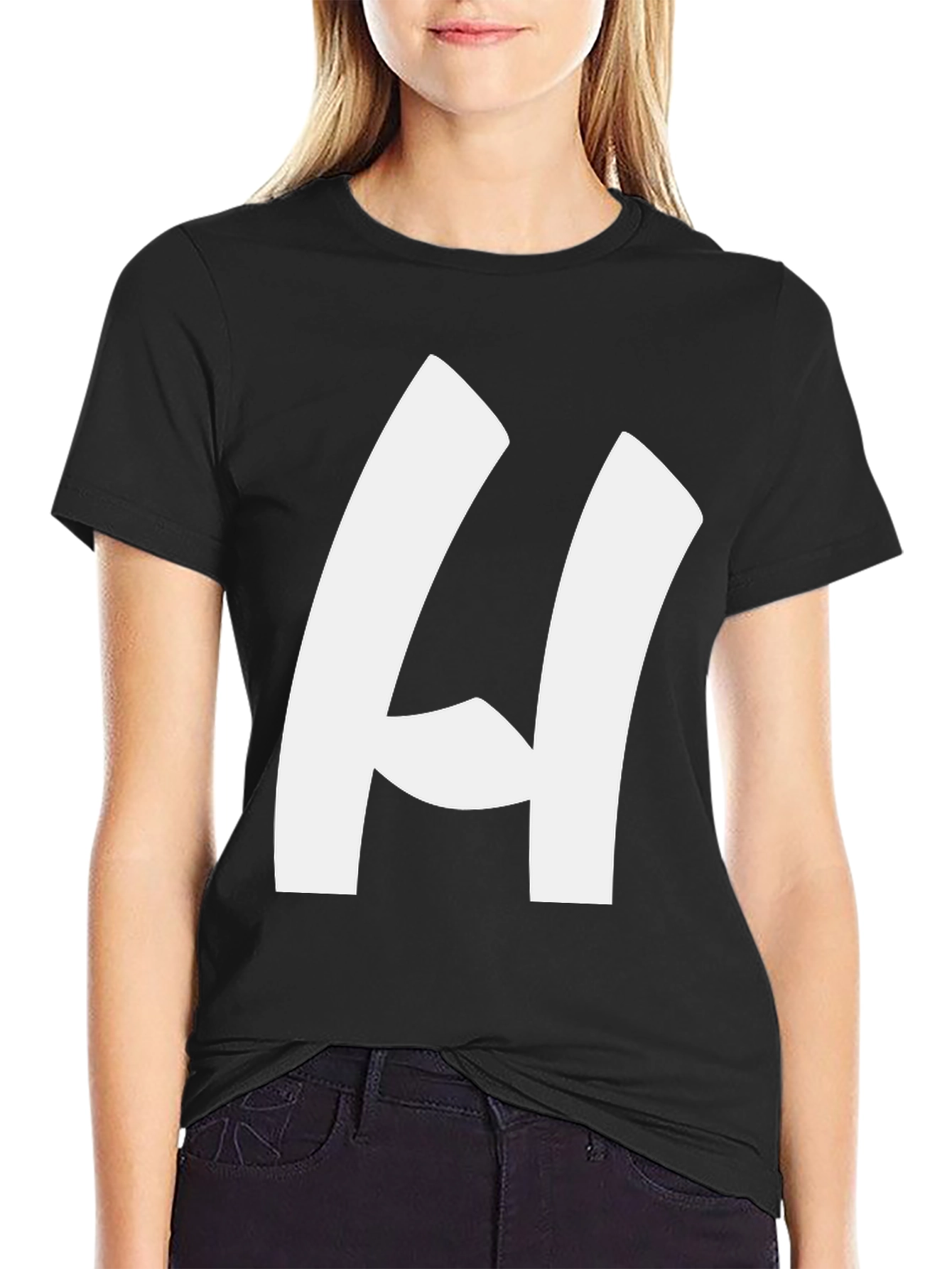 Bold H Black T-Shirt - Modern Casual Style