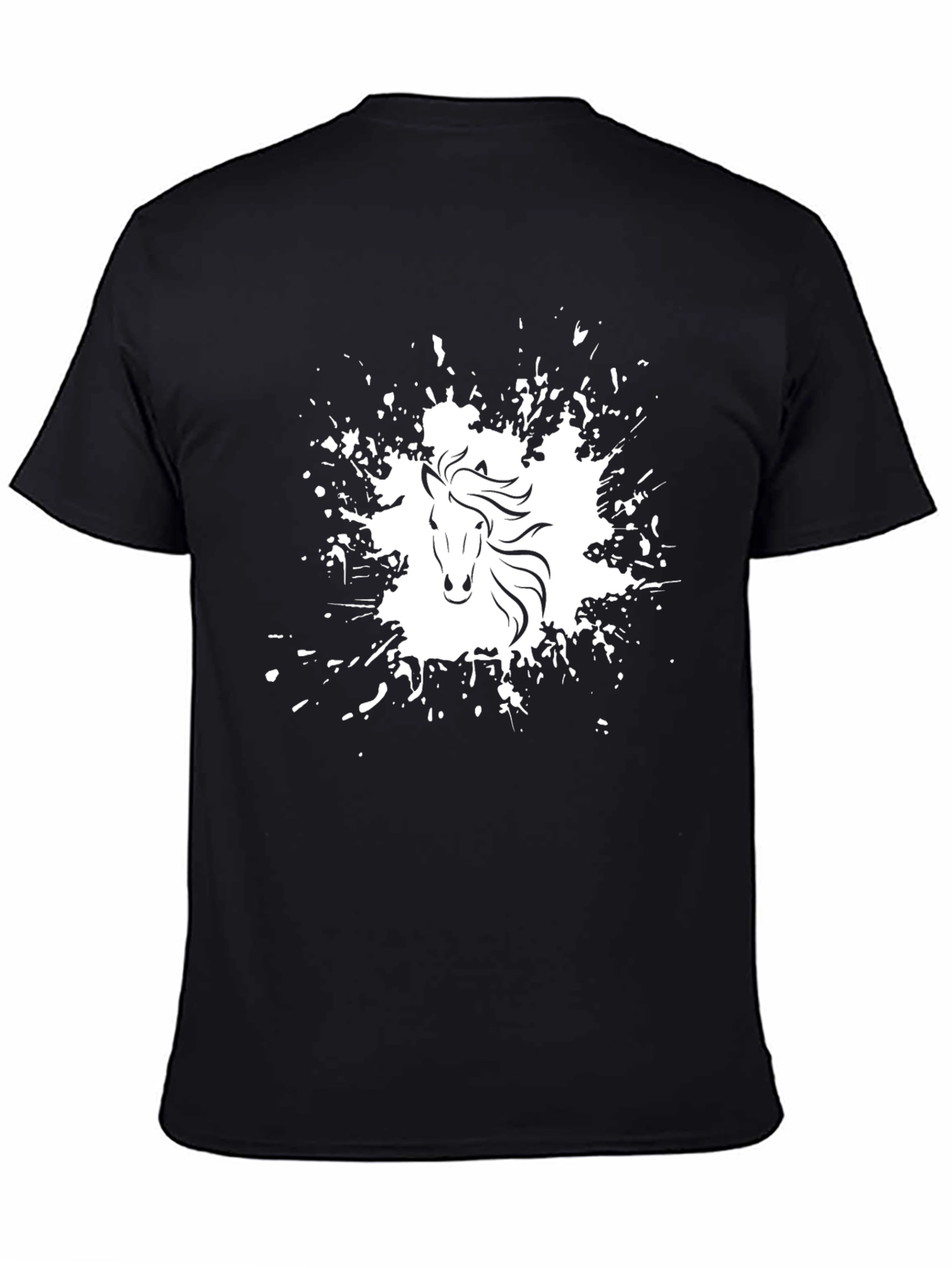 Horse Splatter Graphic Tee - Black Cotton Comfort