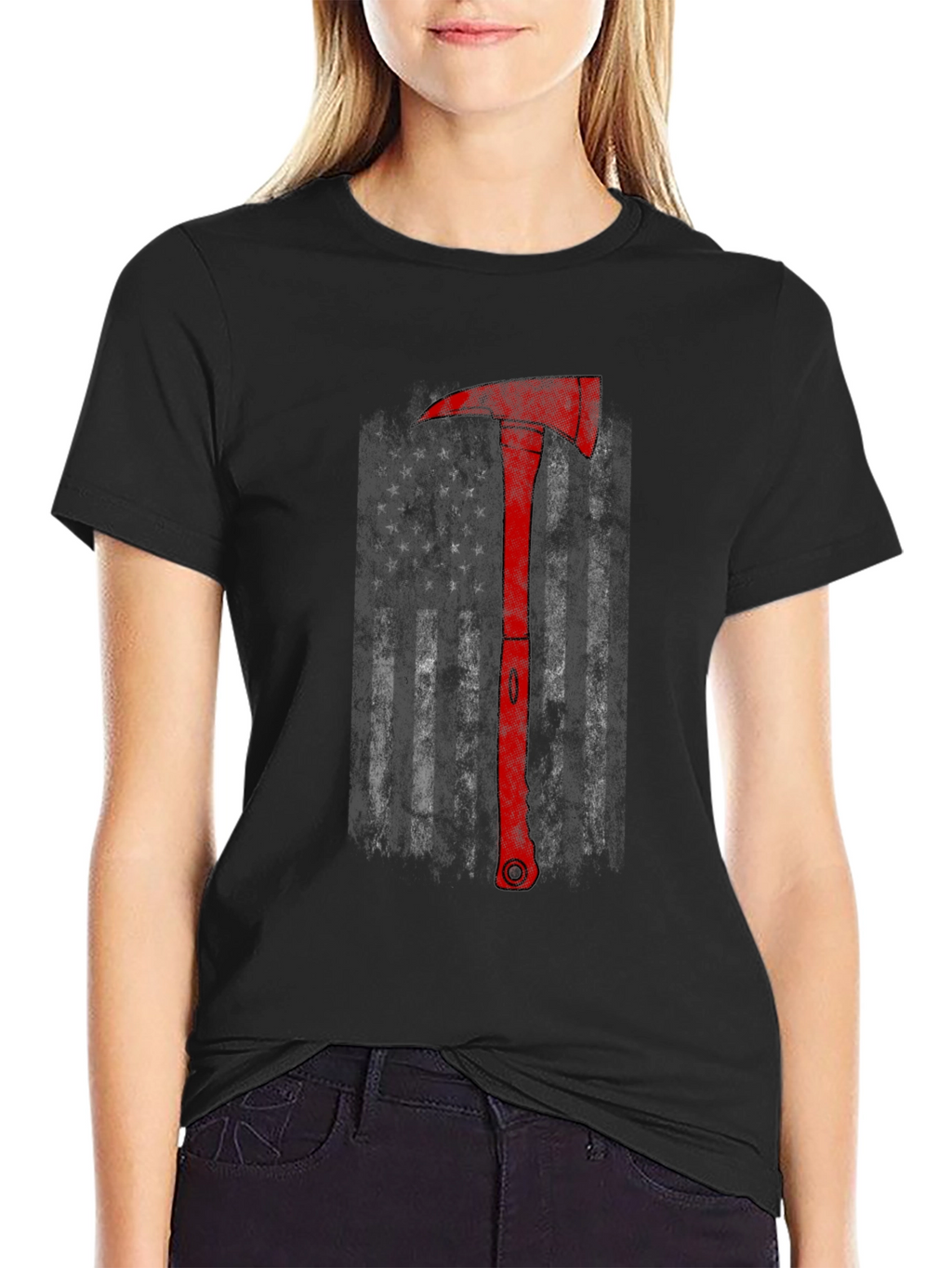 Firefighter Axe Flag Graphic Tee