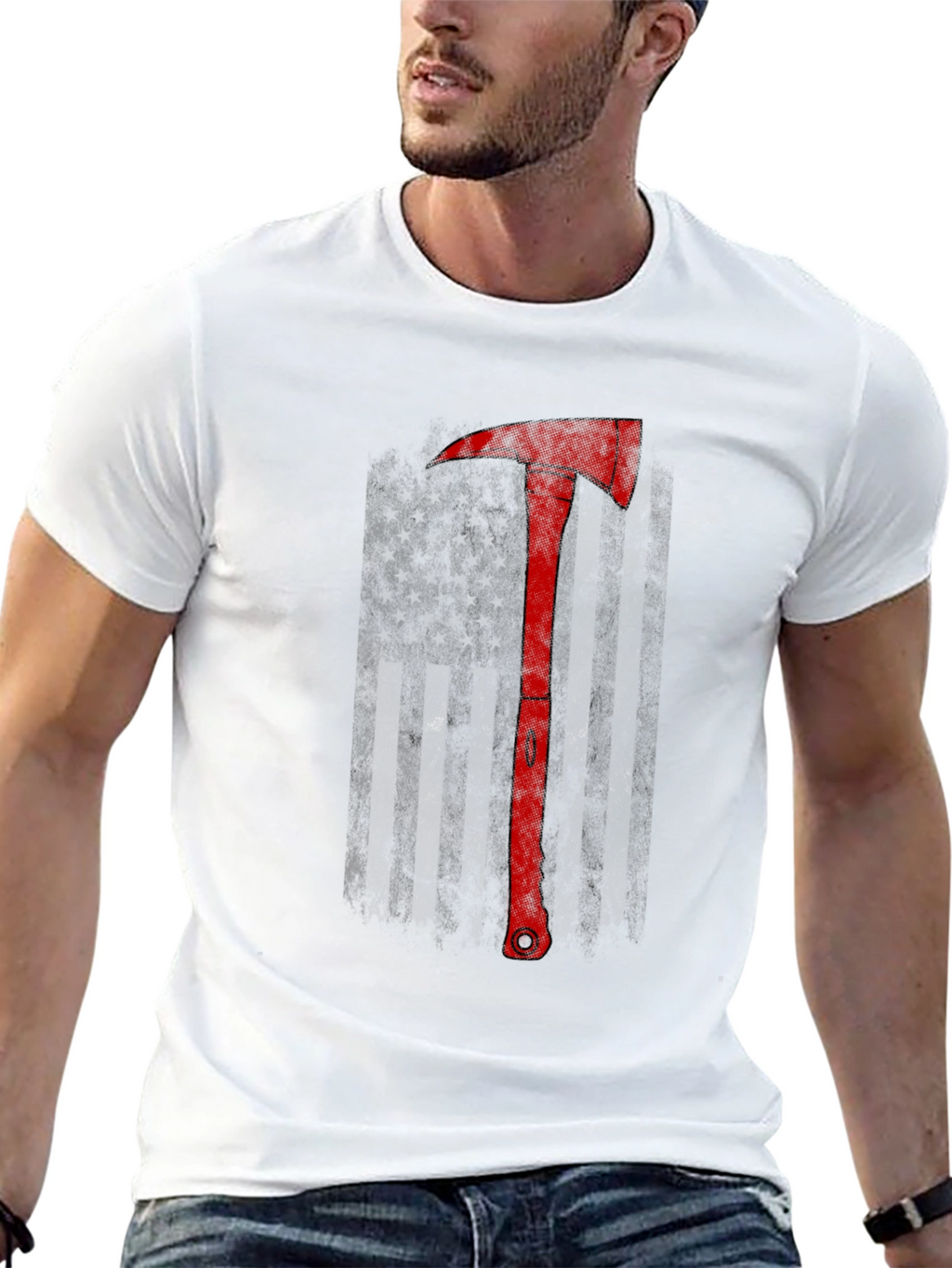 Firefighter Axe Flag Graphic Tee