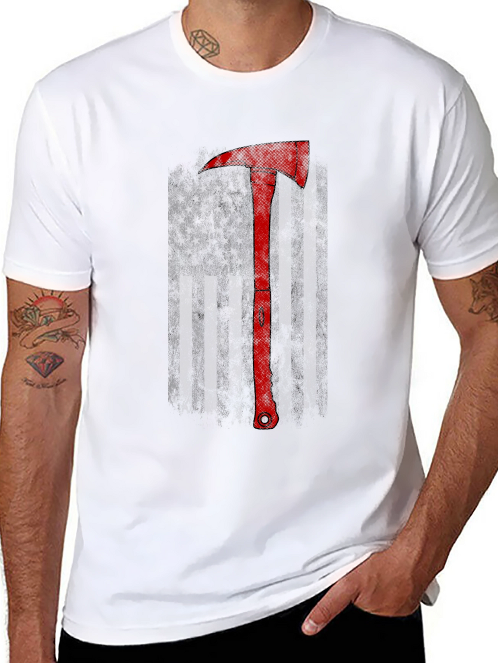 Firefighter Axe Flag Graphic Tee