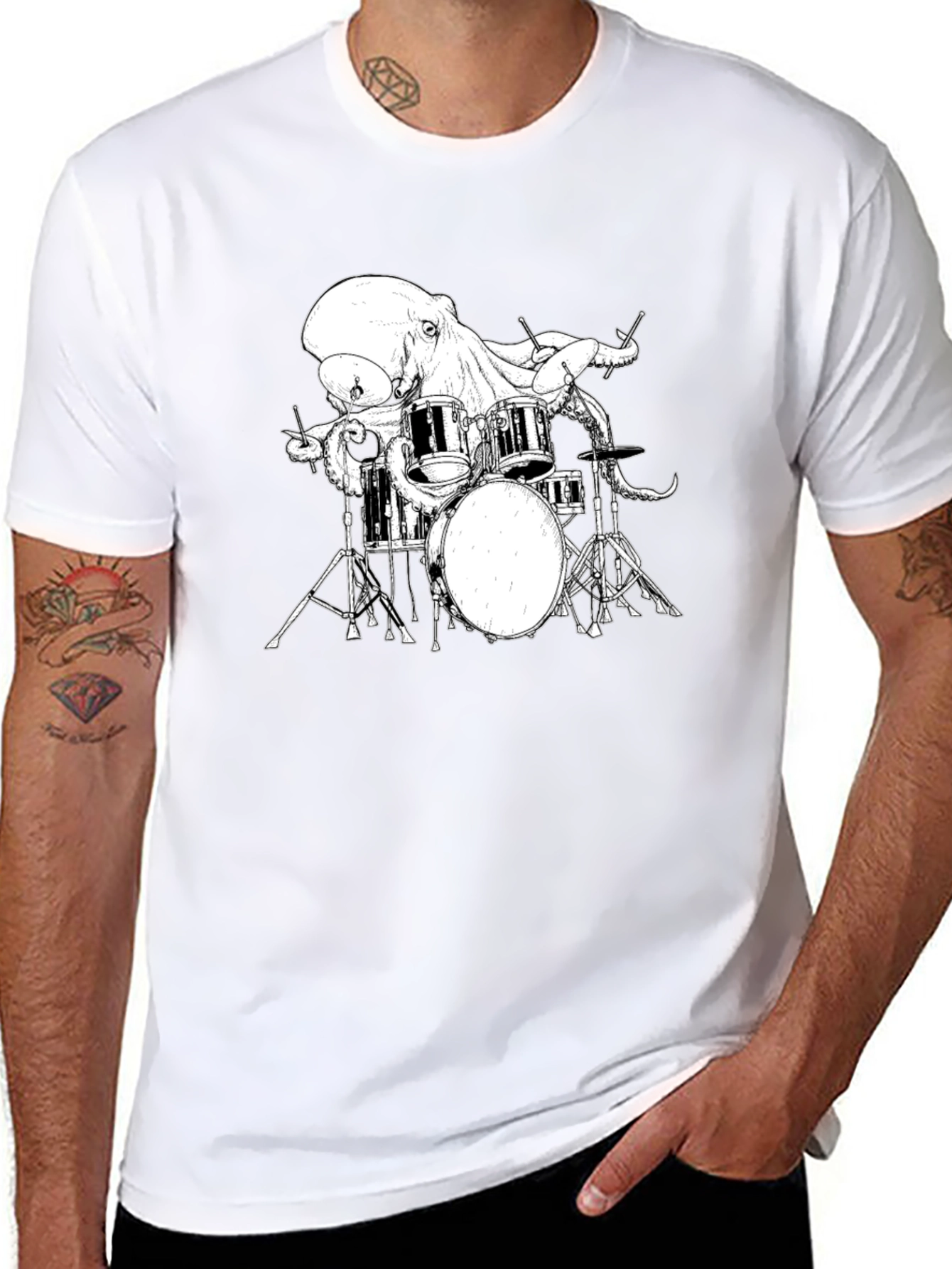 Octopus Drummer Graphic T-Shirt