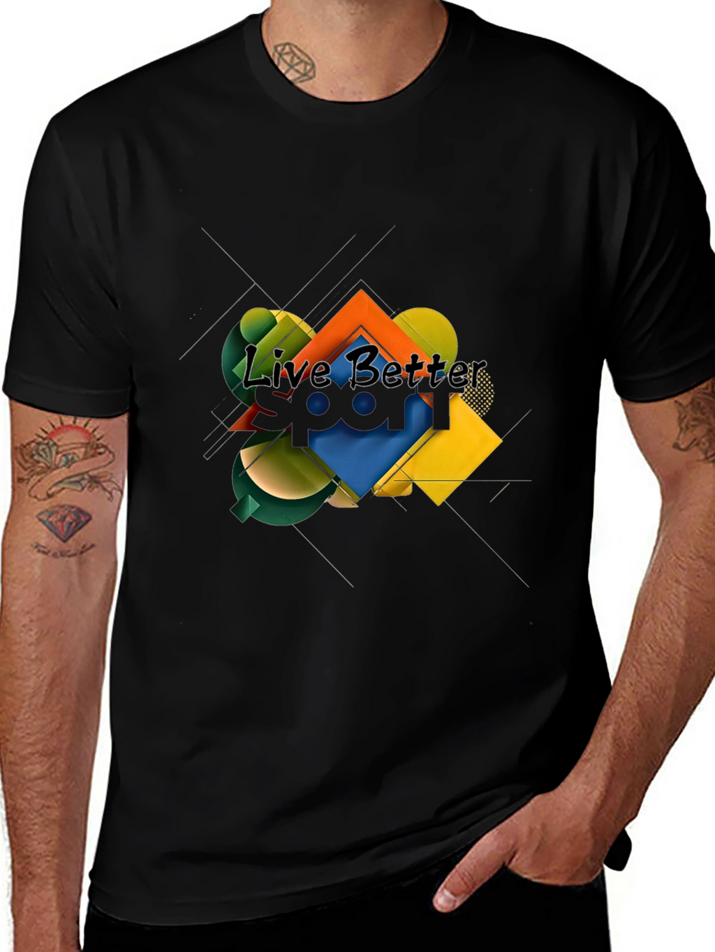 Live Better Graphic T-Shirt - Abstract Geometric Design