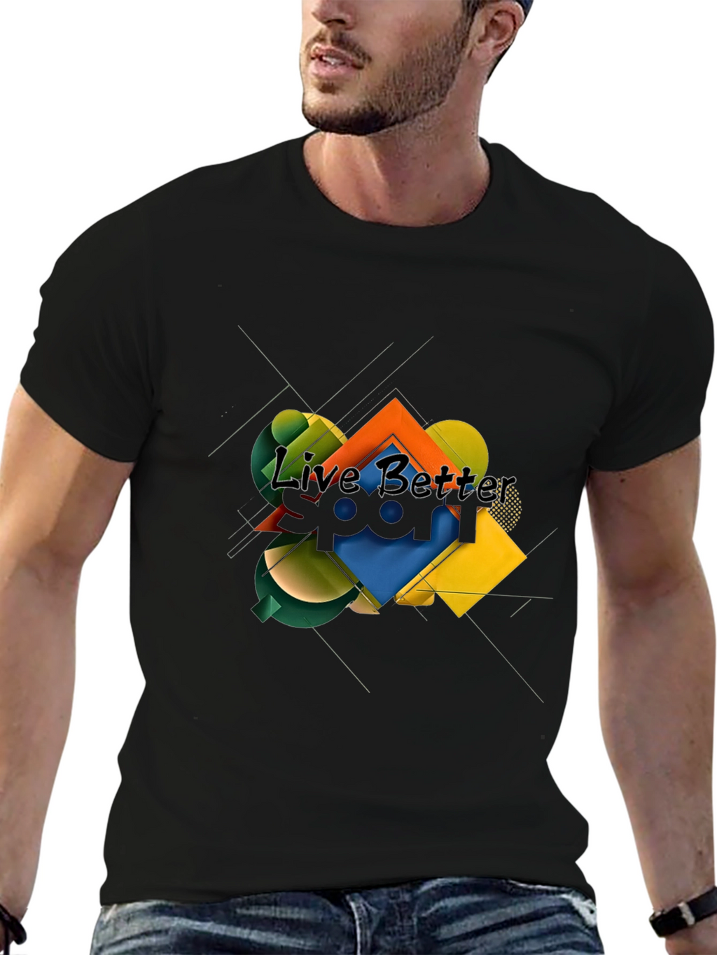 Live Better Graphic T-Shirt - Abstract Geometric Design