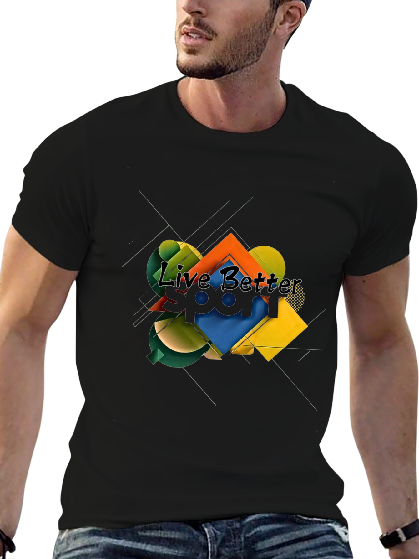 Live Better Graphic T-Shirt - Abstract Geometric Design
