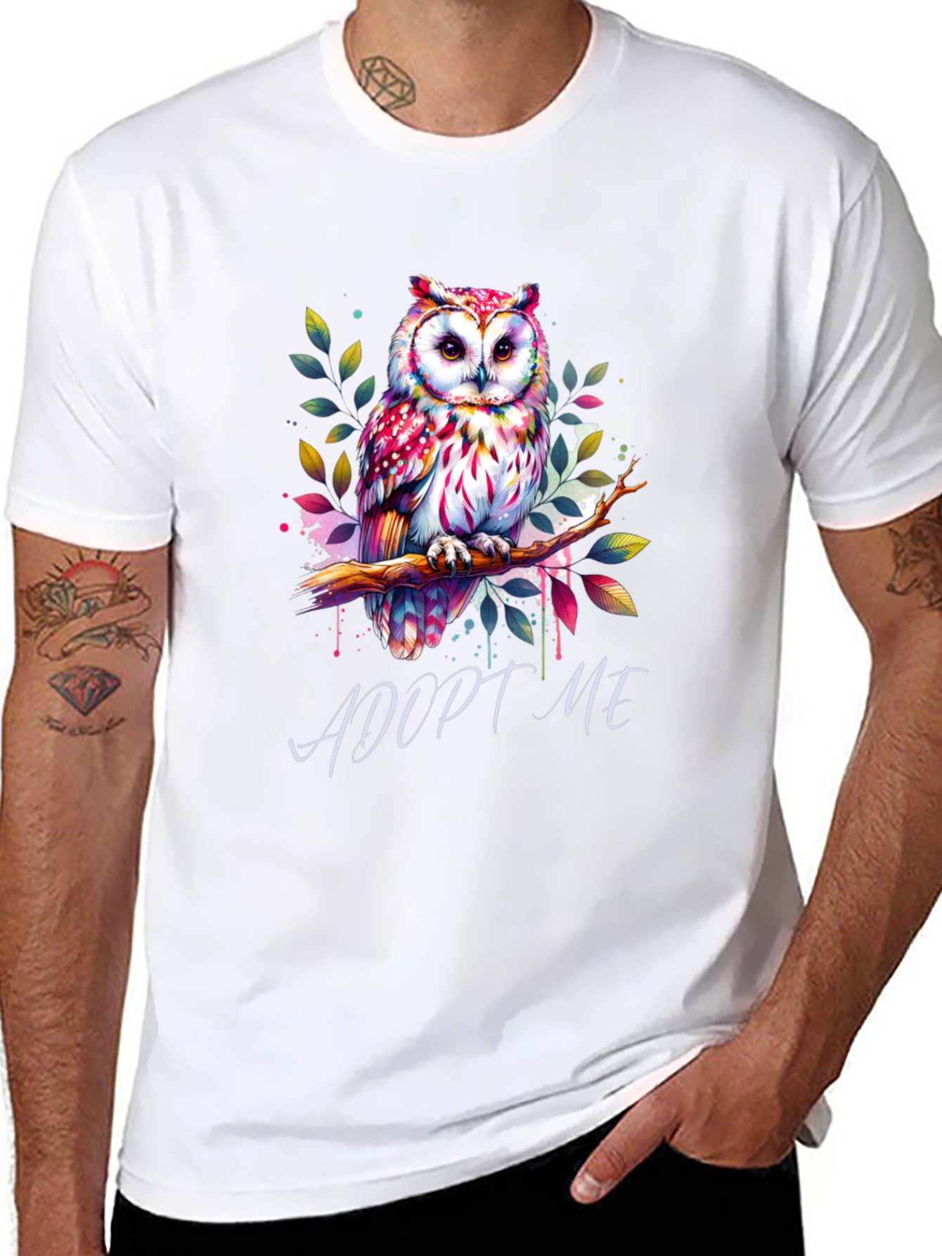 Adopt Me Owl Graphic Tee - Unique Colorful Design