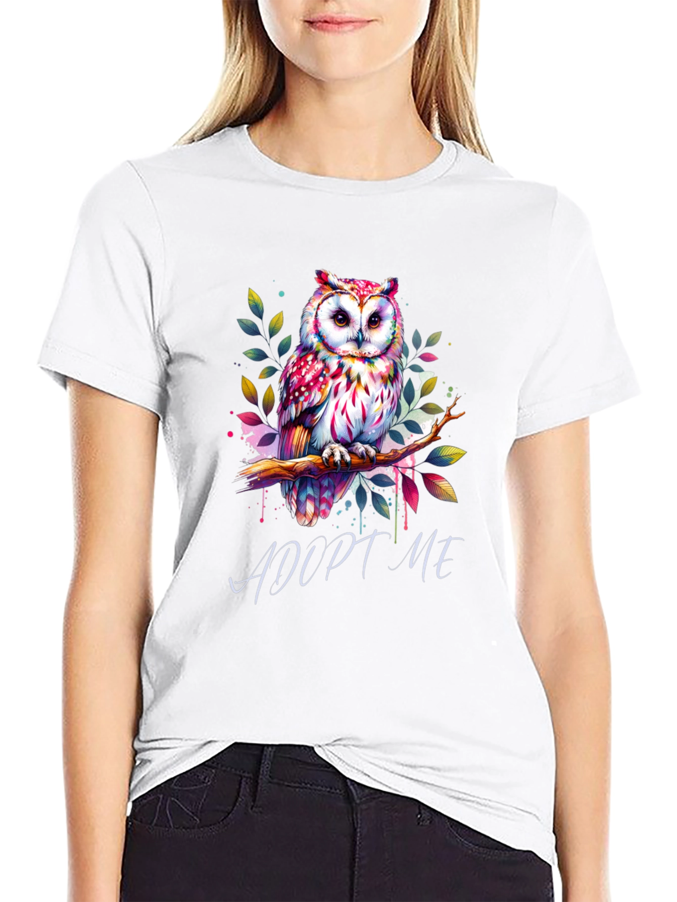 Adopt Me Owl Graphic Tee - Unique Colorful Design