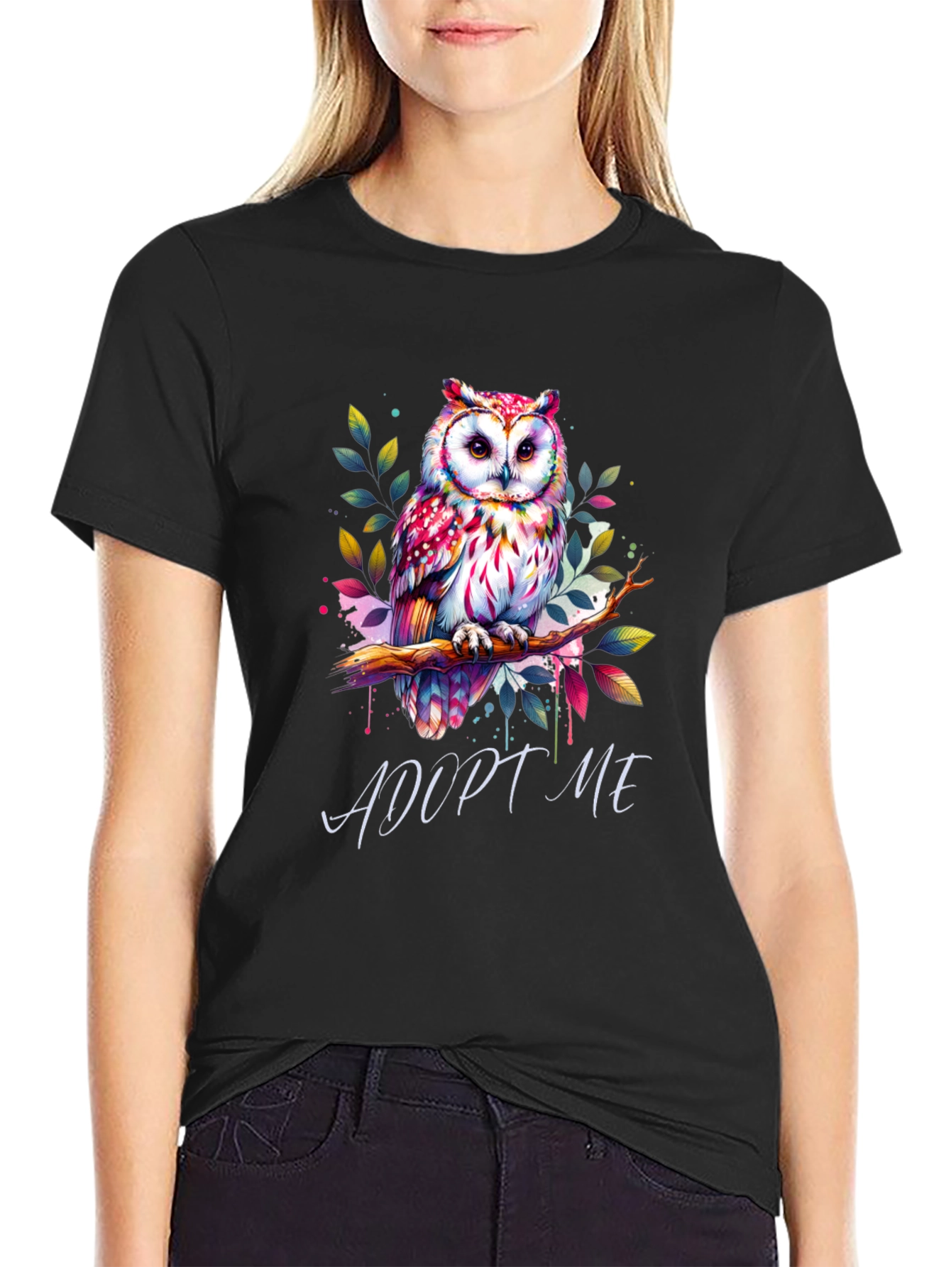 Adopt Me Owl Graphic Tee - Unique Colorful Design
