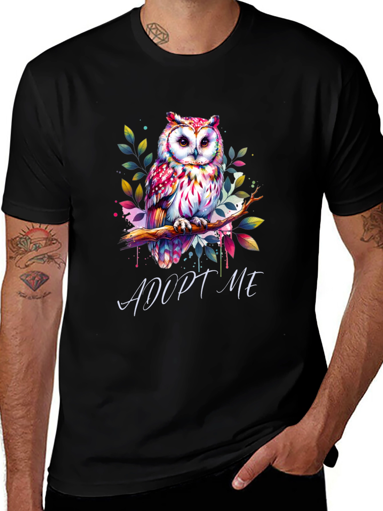 Adopt Me Owl Graphic Tee - Unique Colorful Design
