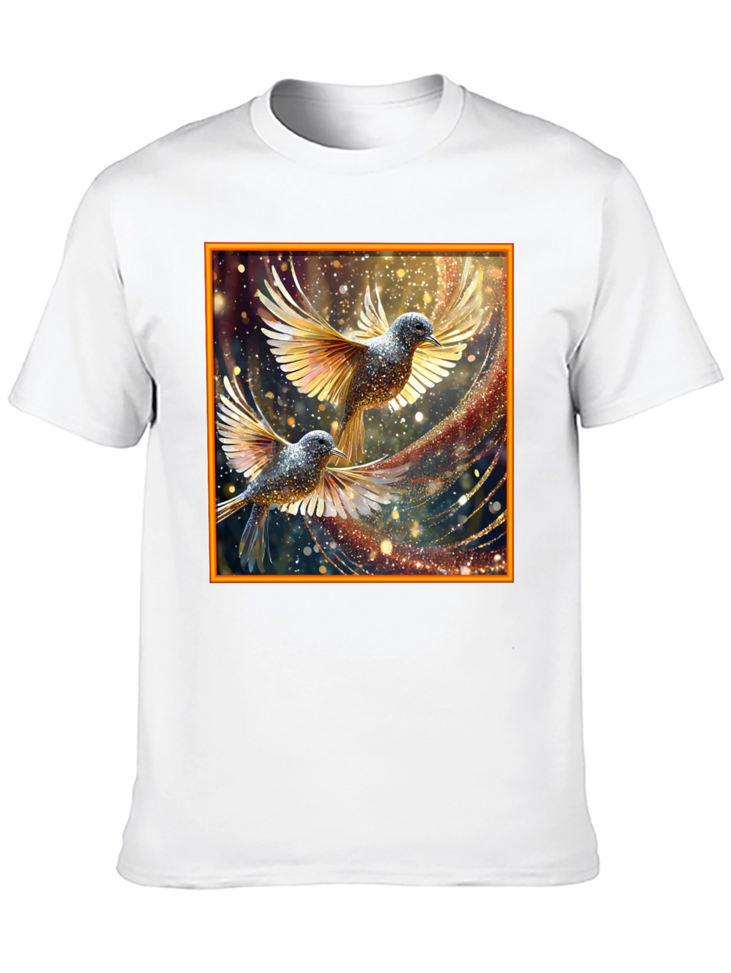 Elegant Birds Graphic Print Black T-Shirt
