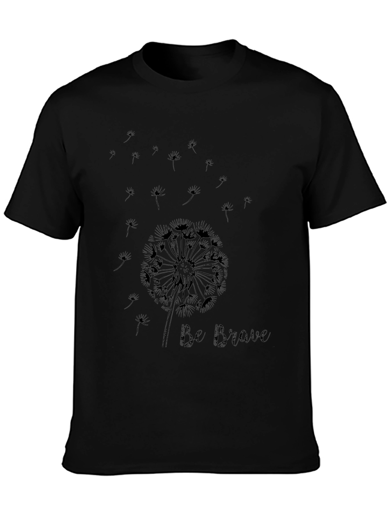 Be Brave Dandelion Graphic Tee - Black Cotton T-Shirt