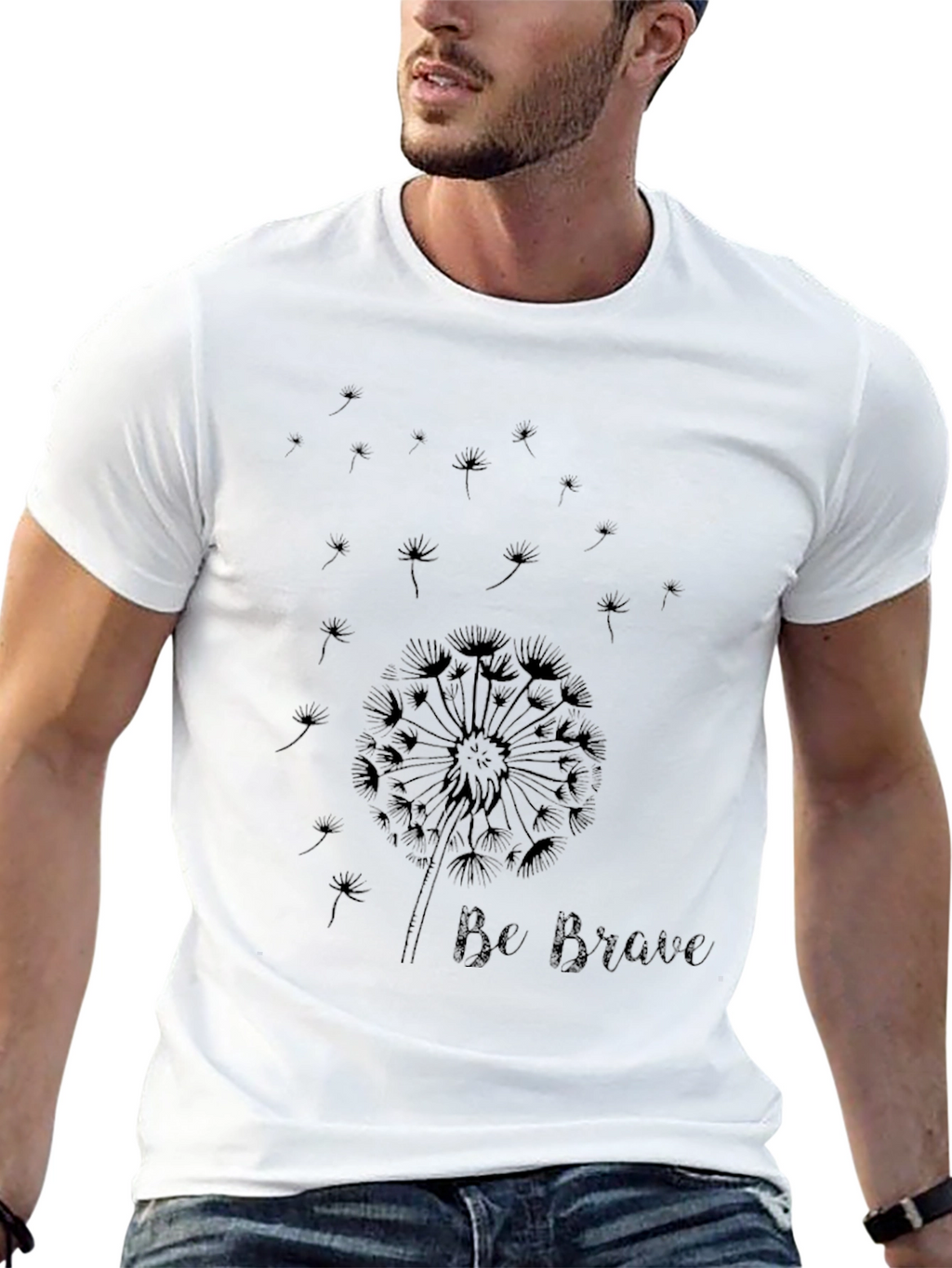 Be Brave Dandelion Graphic Tee - Black Cotton T-Shirt