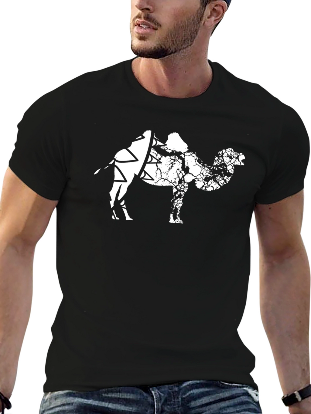 Camel Graphic T-Shirt - Black Cotton Tee