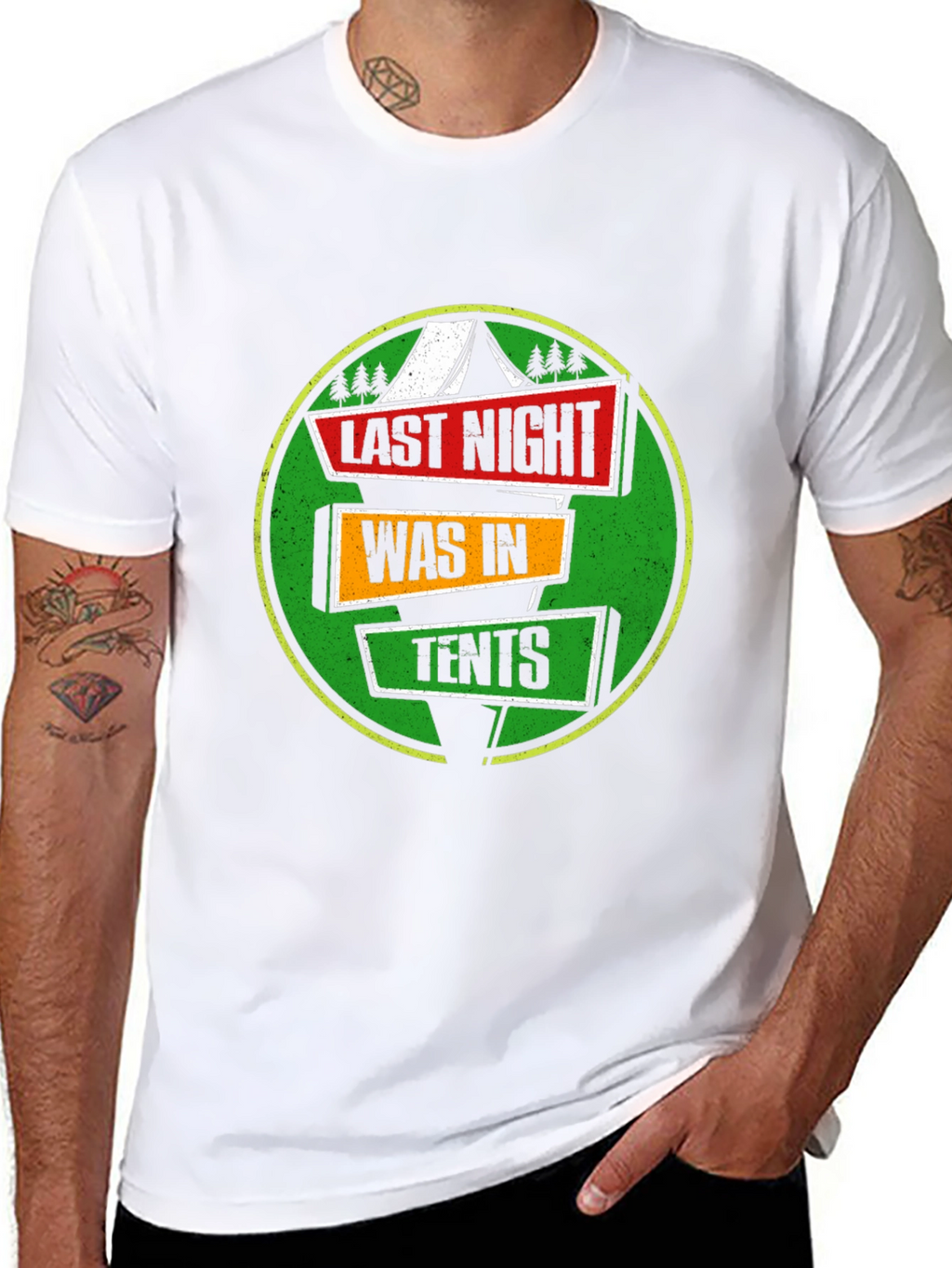 Last Night Was In Tents Funny Camping Graphic T-Shirt