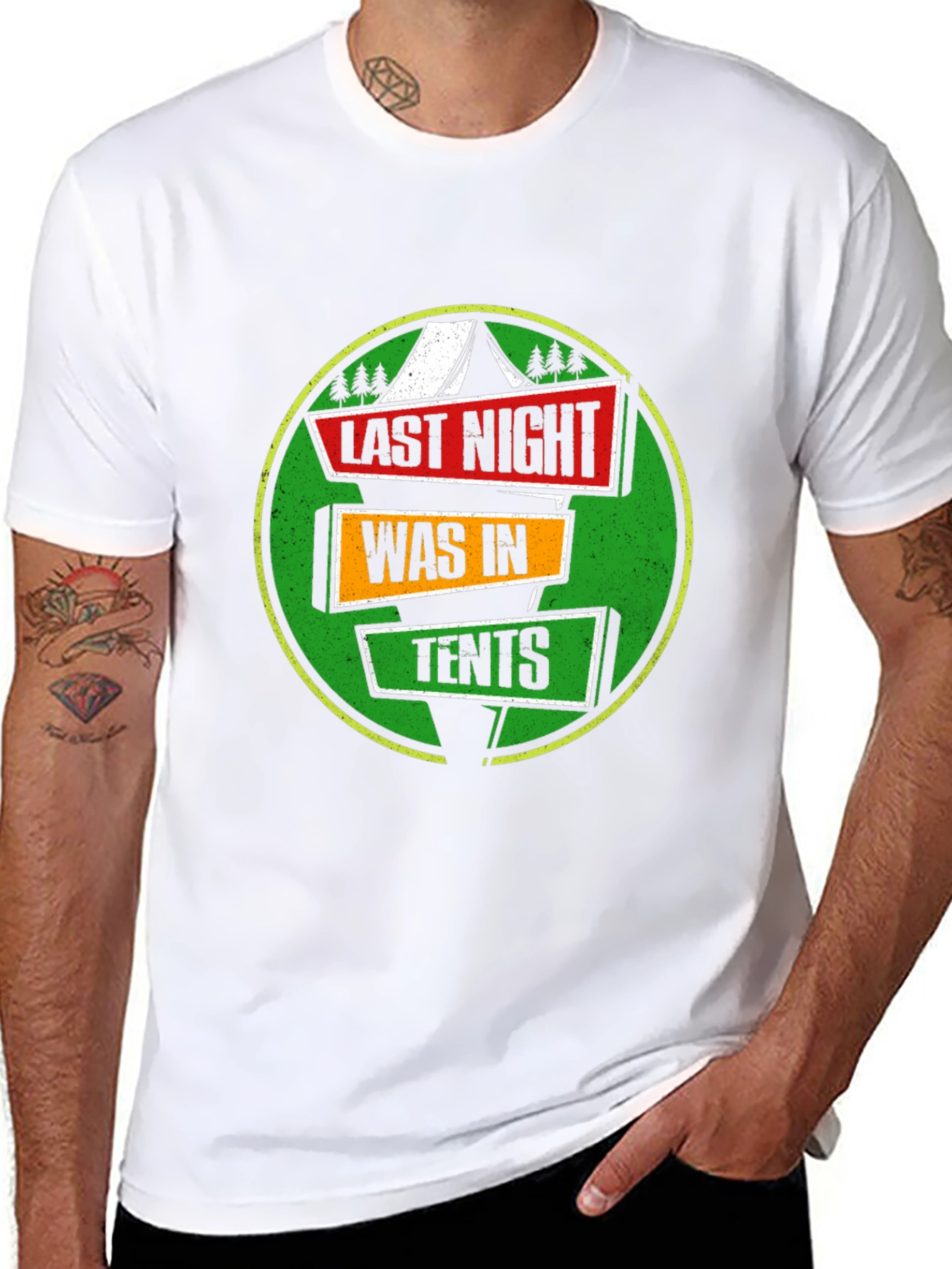 Last Night Was In Tents Funny Camping Graphic T-Shirt