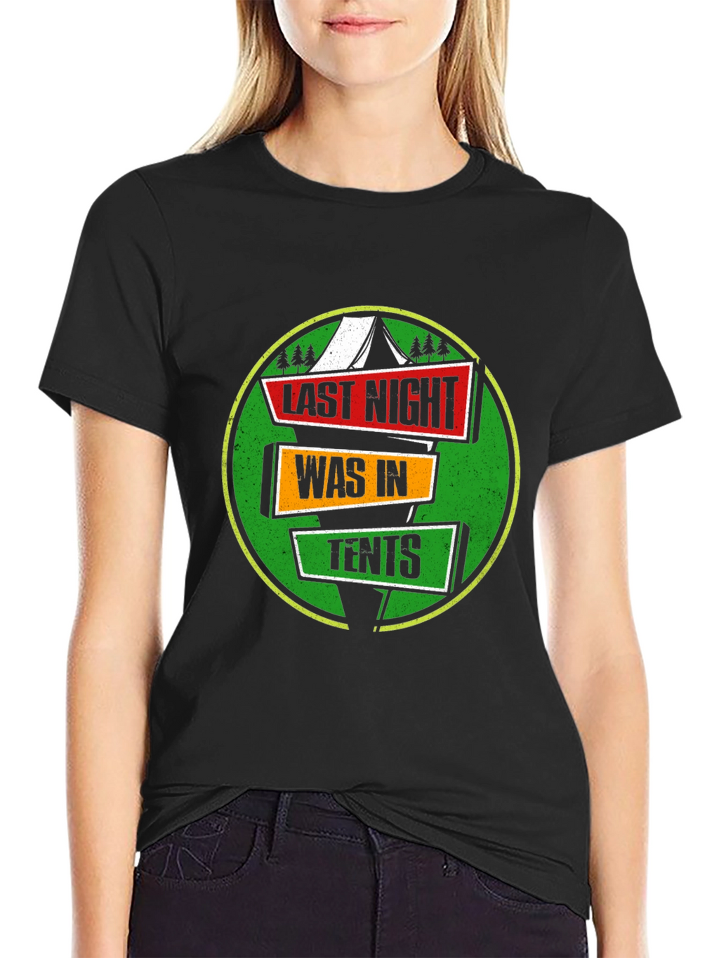 Last Night Was In Tents Funny Camping Graphic T-Shirt