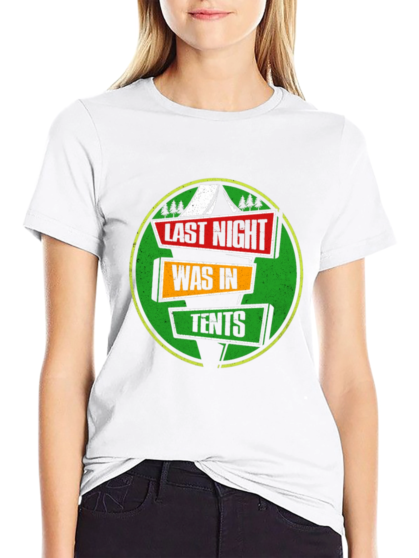 Last Night Was In Tents Funny Camping Graphic T-Shirt
