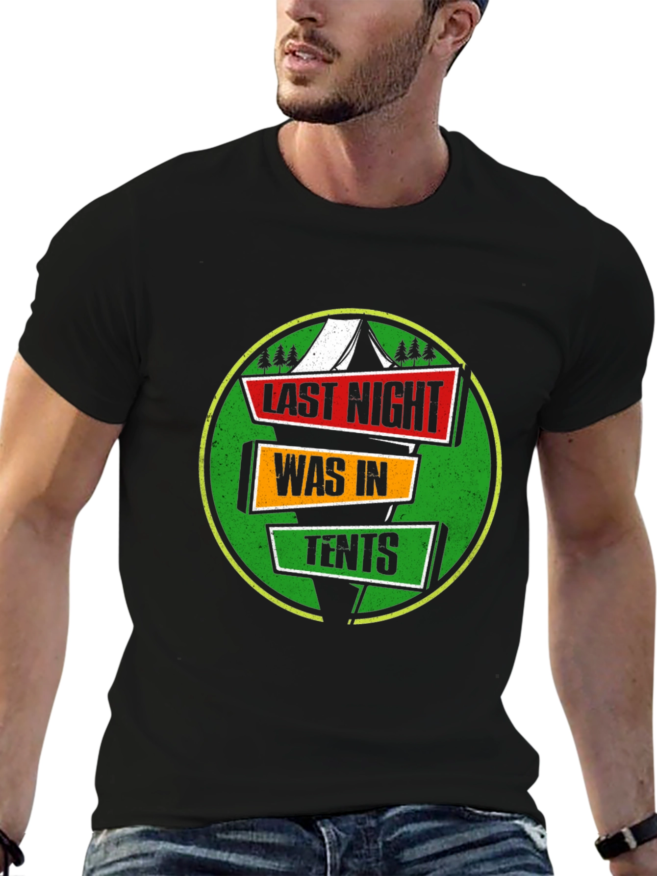 Last Night Was In Tents Funny Camping Graphic T-Shirt