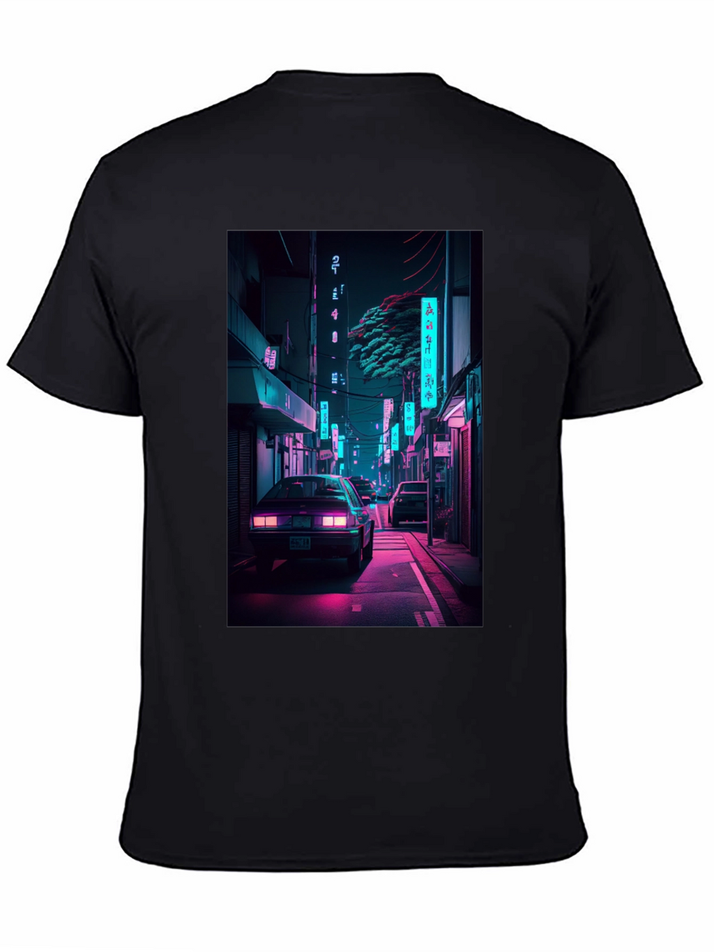 Retro Neon City Car Graphic T-Shirt