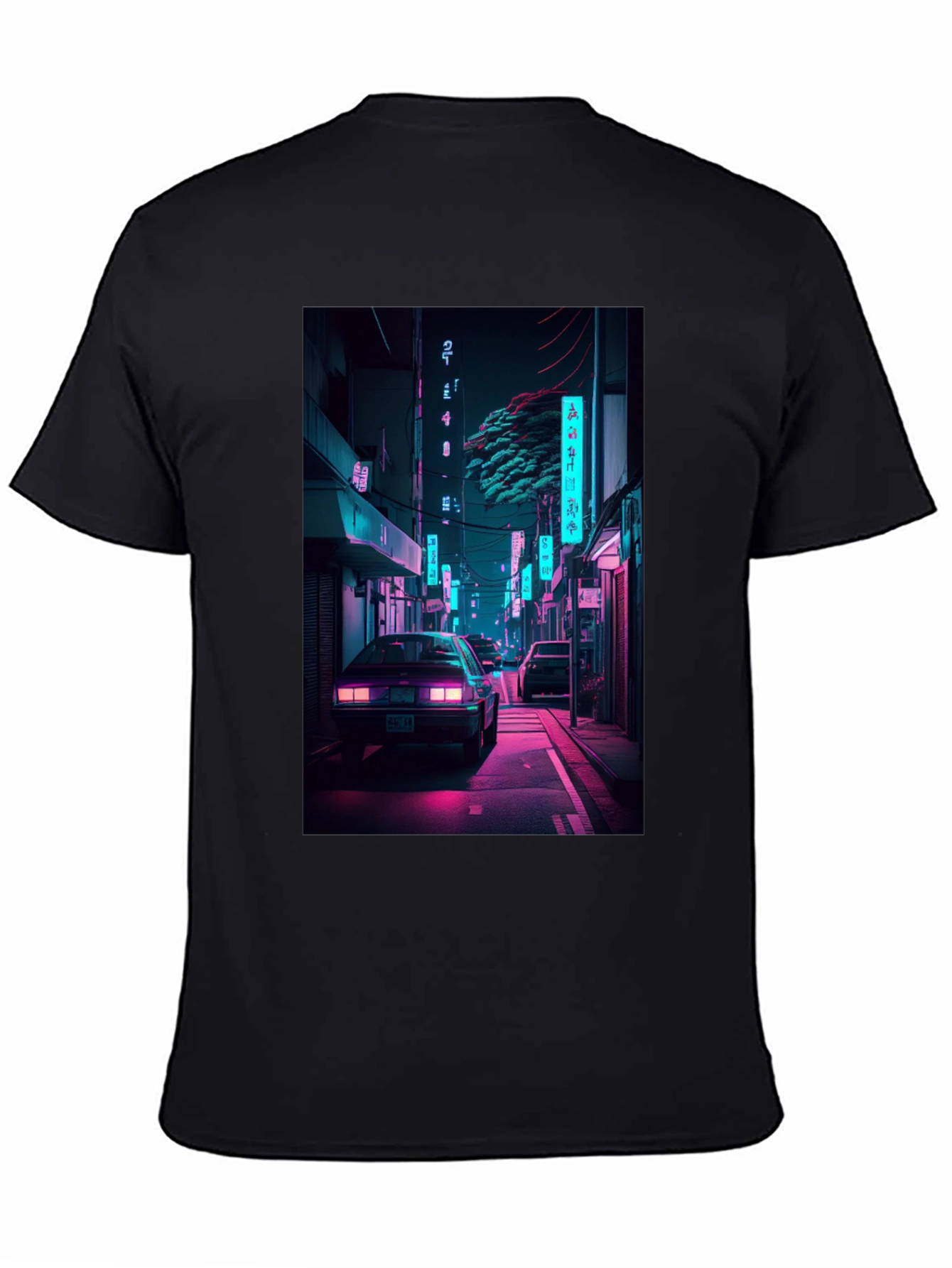 Retro Neon City Car Graphic T-Shirt