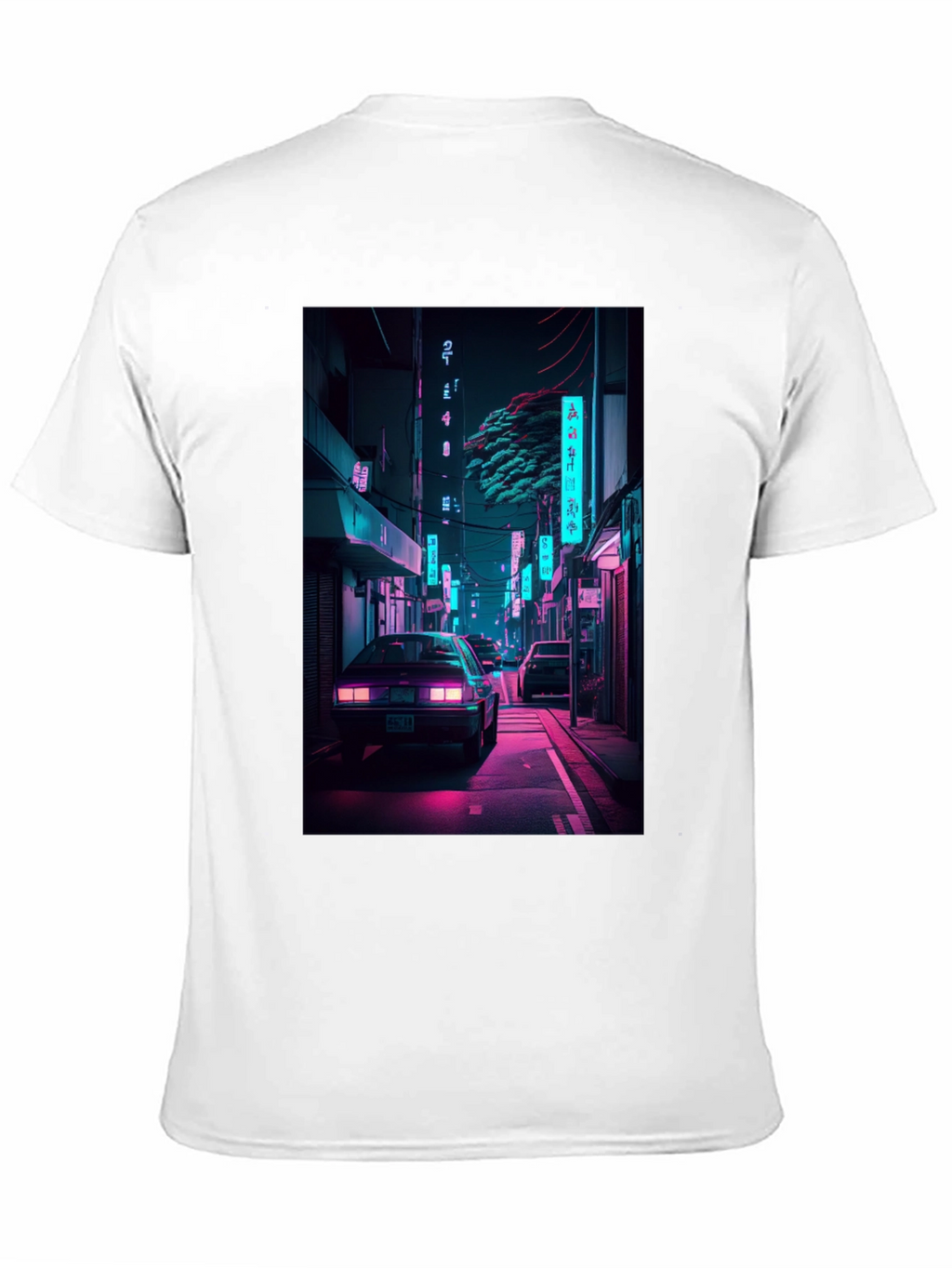 Retro Neon City Car Graphic T-Shirt