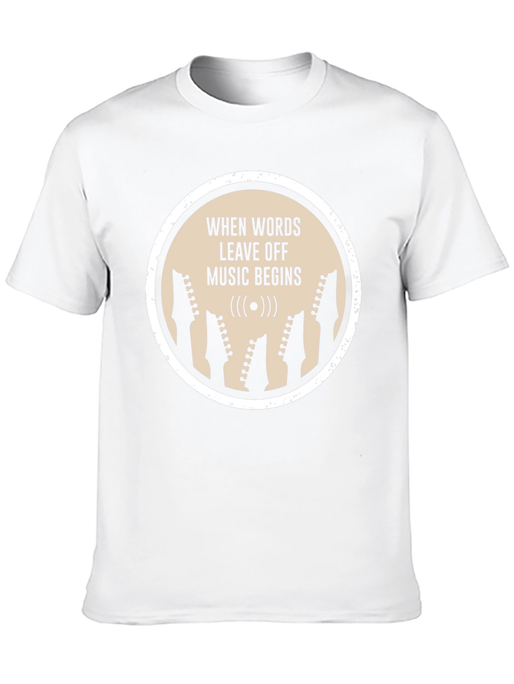 Music Begins T-Shirt | Guitar Head Silhouette Tee