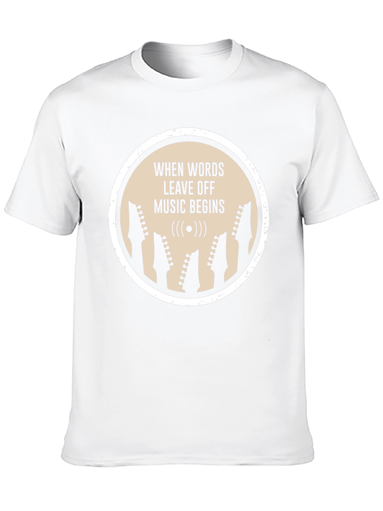 Music Begins T-Shirt | Guitar Head Silhouette Tee