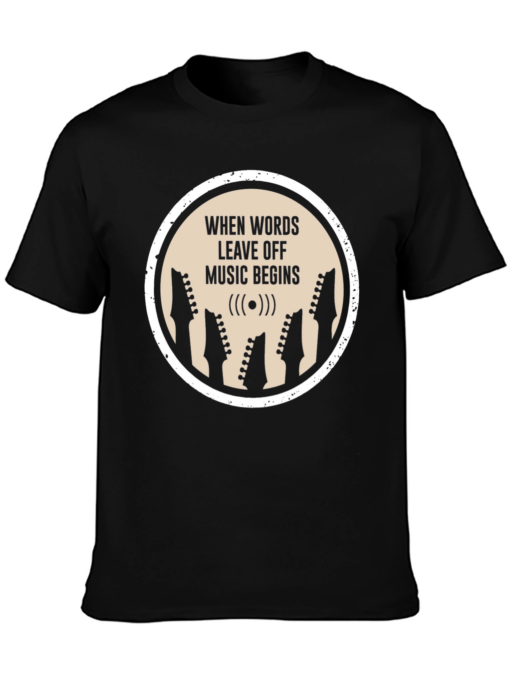 Music Begins T-Shirt | Guitar Head Silhouette Tee