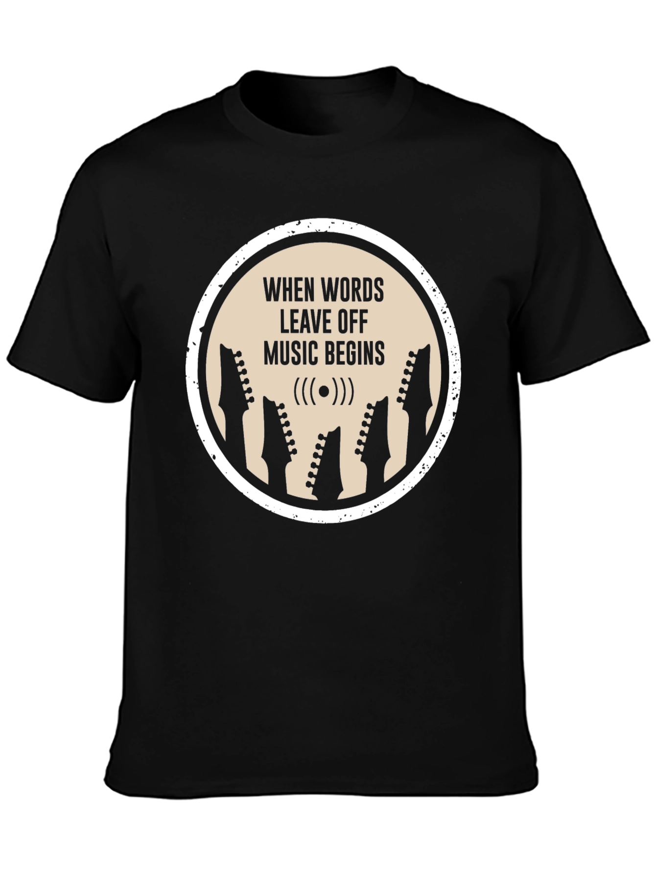 Music Begins T-Shirt | Guitar Head Silhouette Tee