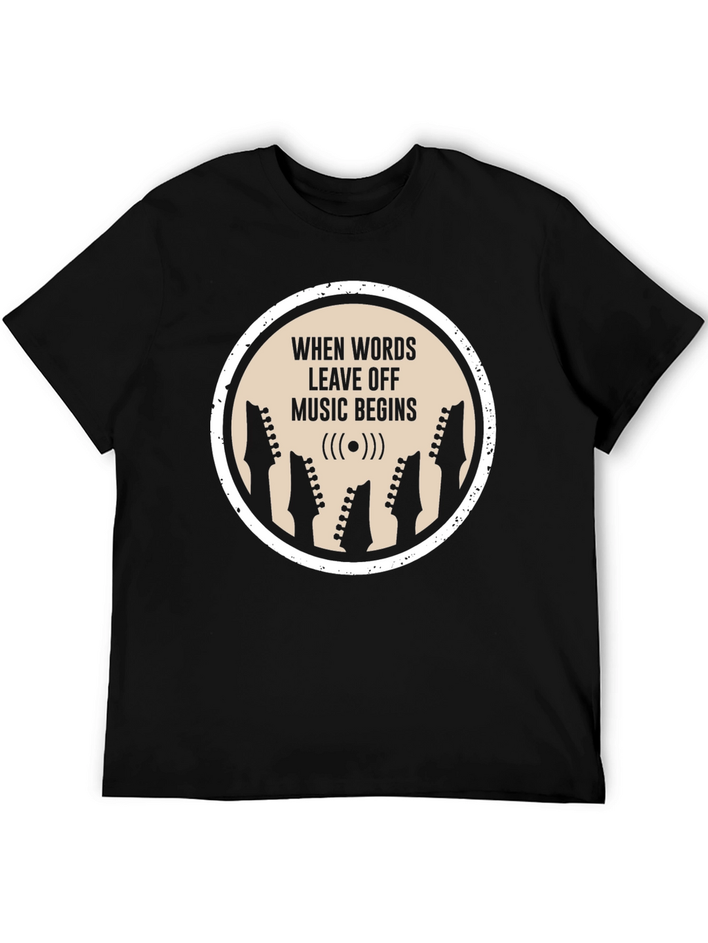 Music Begins T-Shirt | Guitar Head Silhouette Tee