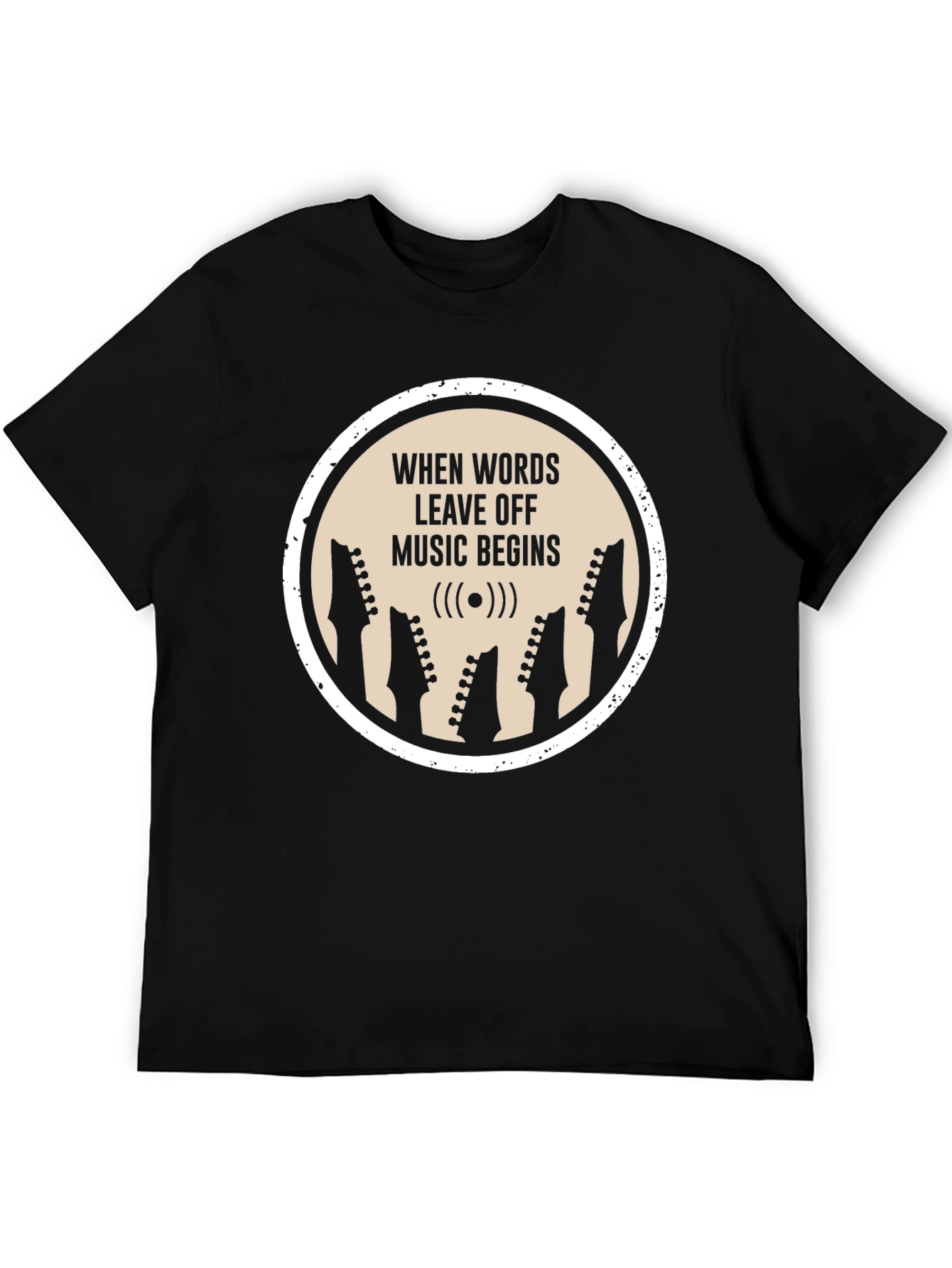 Music Begins T-Shirt | Guitar Head Silhouette Tee