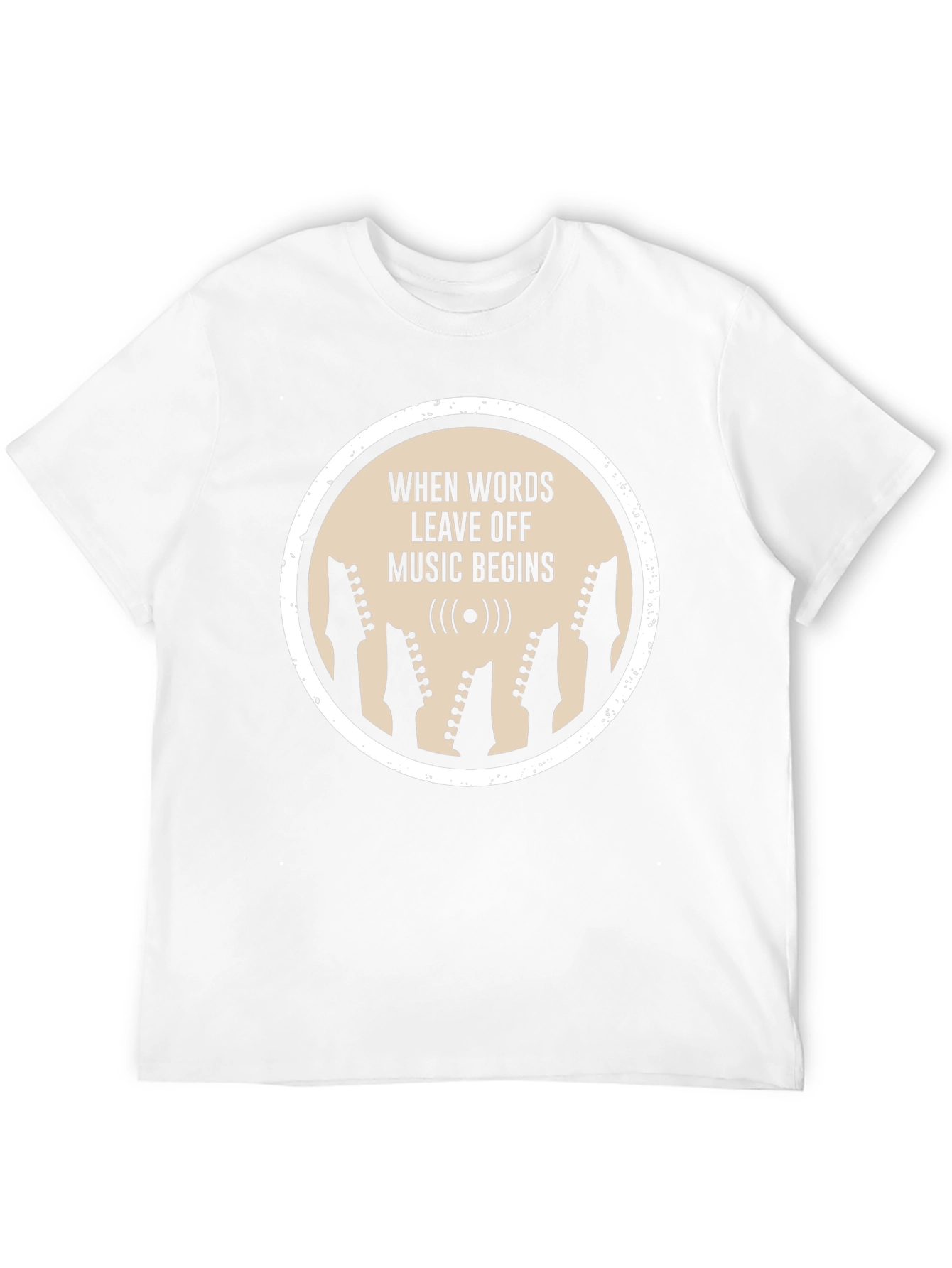 Music Begins T-Shirt | Guitar Head Silhouette Tee
