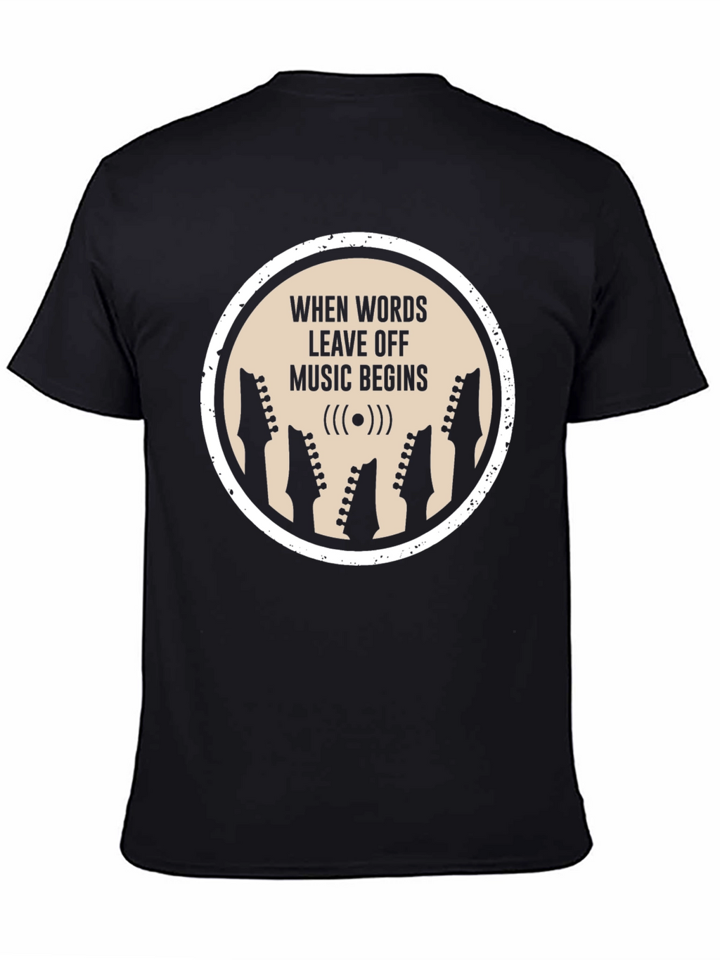 Music Begins T-Shirt | Guitar Head Silhouette Tee