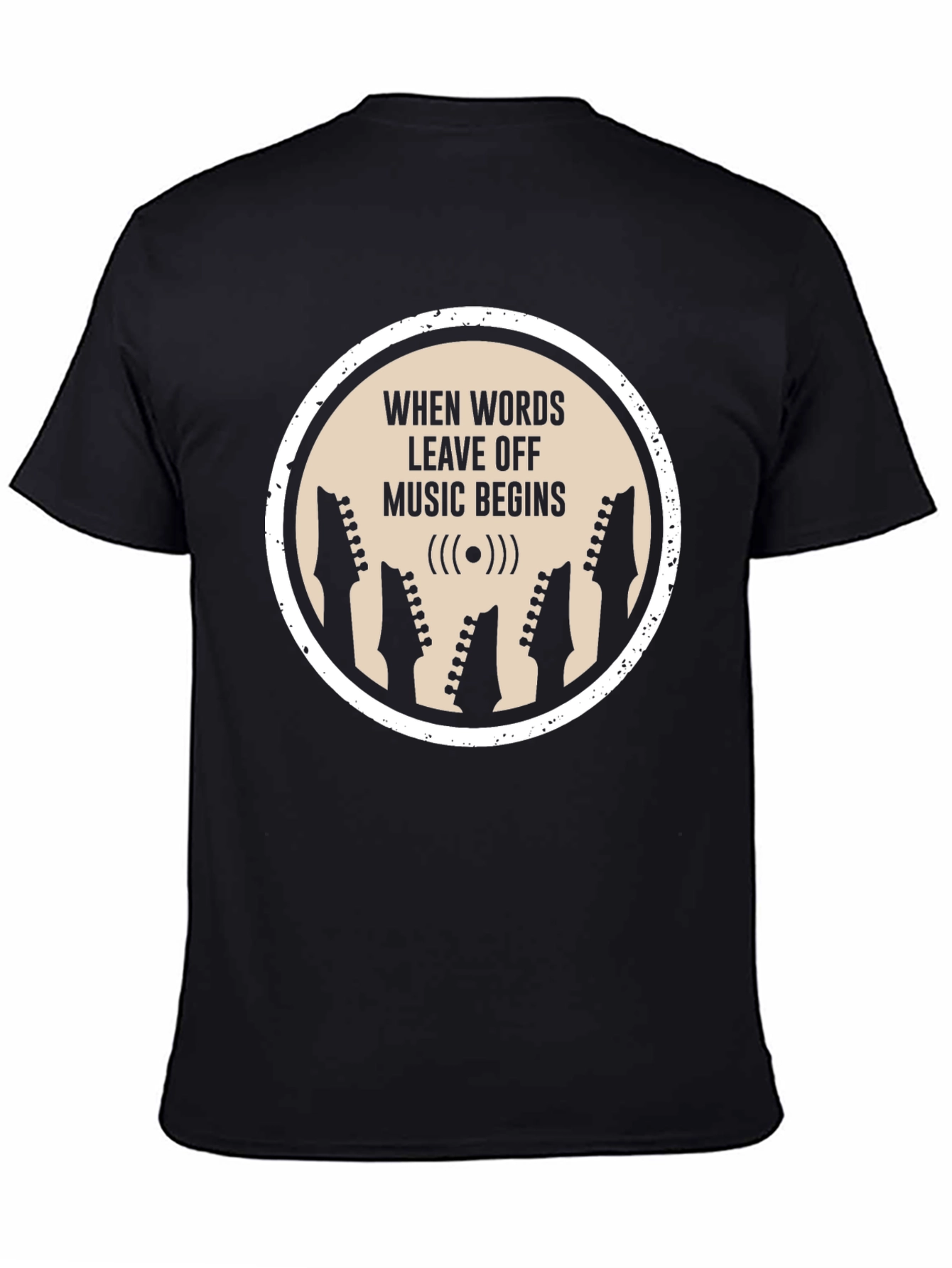 Music Begins T-Shirt | Guitar Head Silhouette Tee