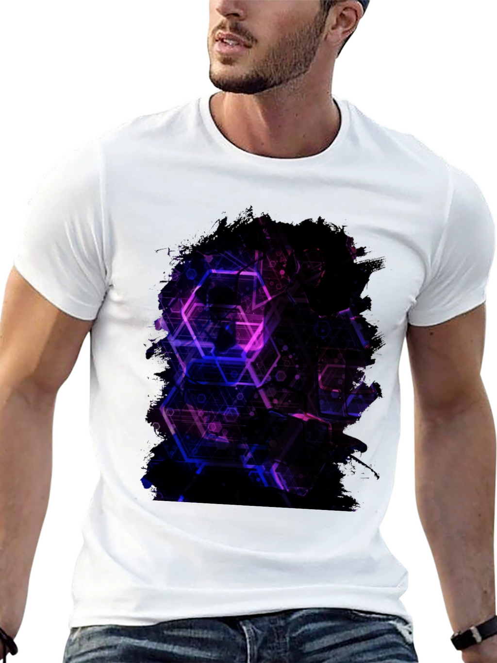 Geometric Print Black T-Shirt