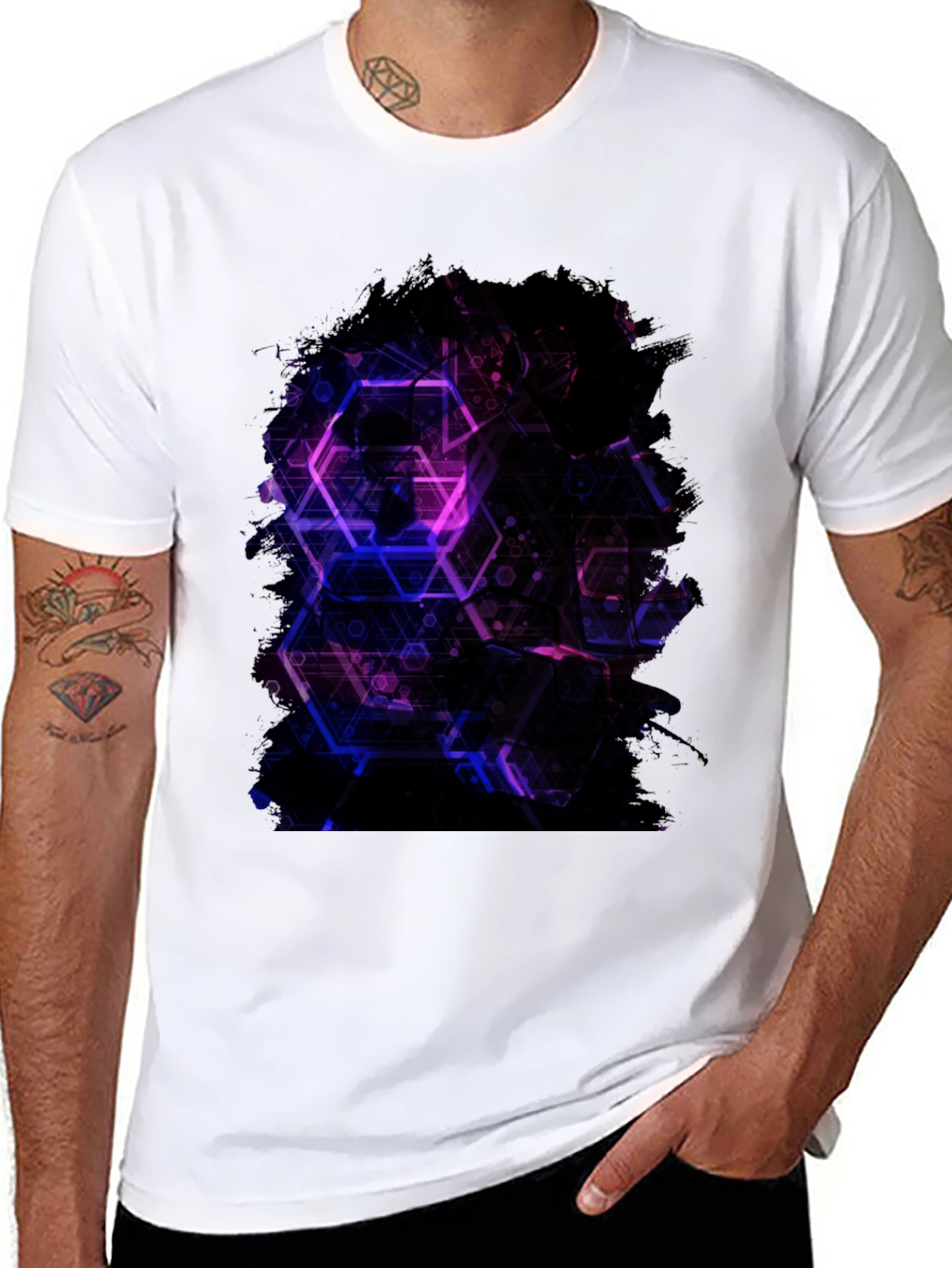 Geometric Print Black T-Shirt