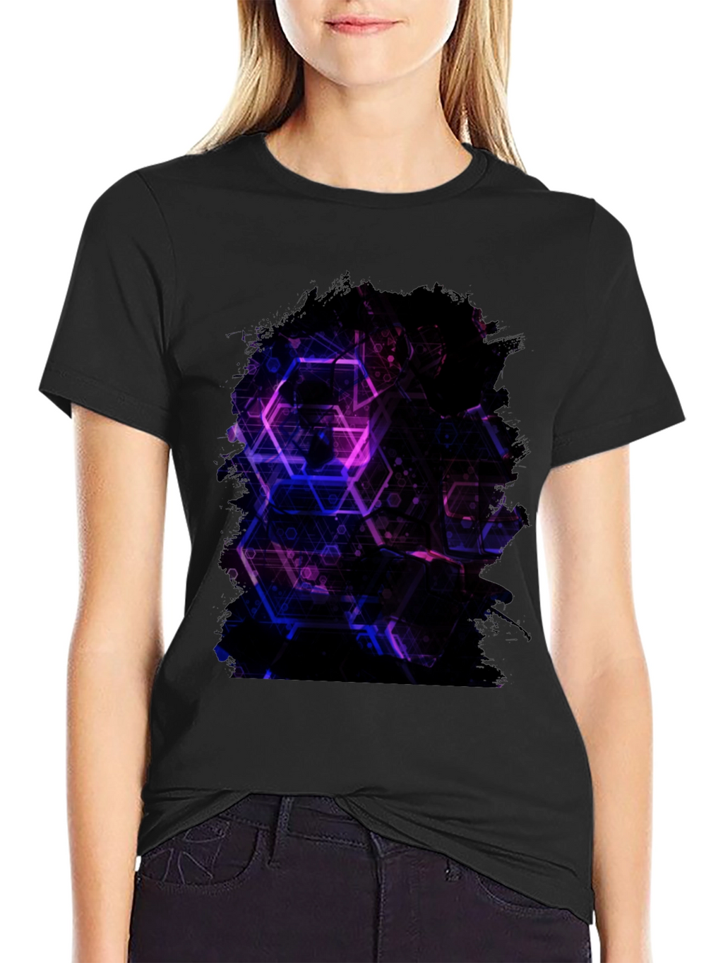 Geometric Print Black T-Shirt