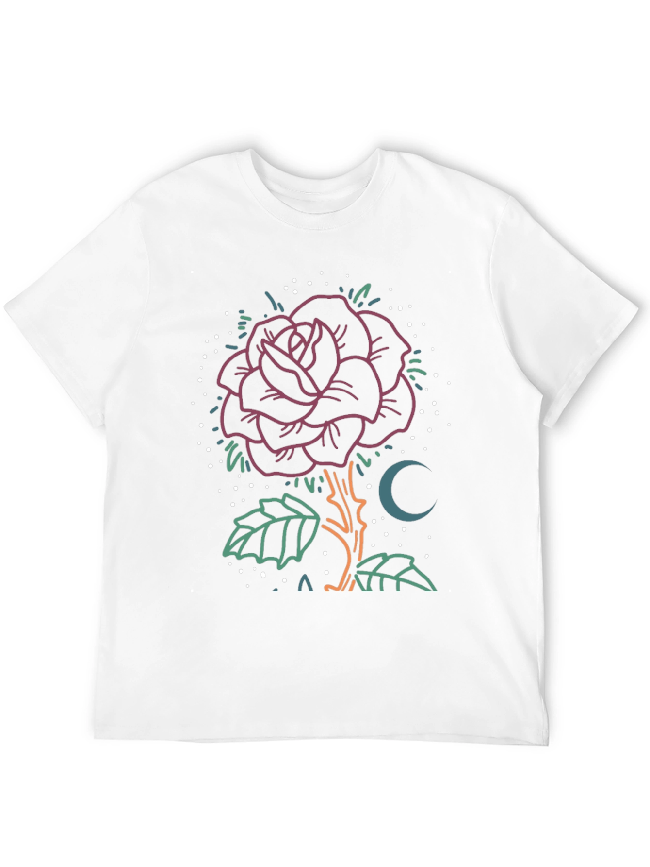 Rose & Moon Graphic Tee - Unique Design