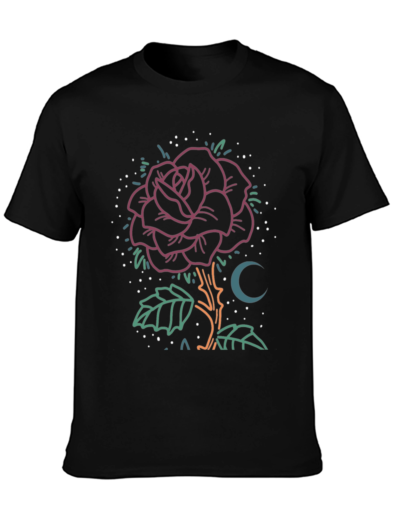 Rose & Moon Graphic Tee - Unique Design