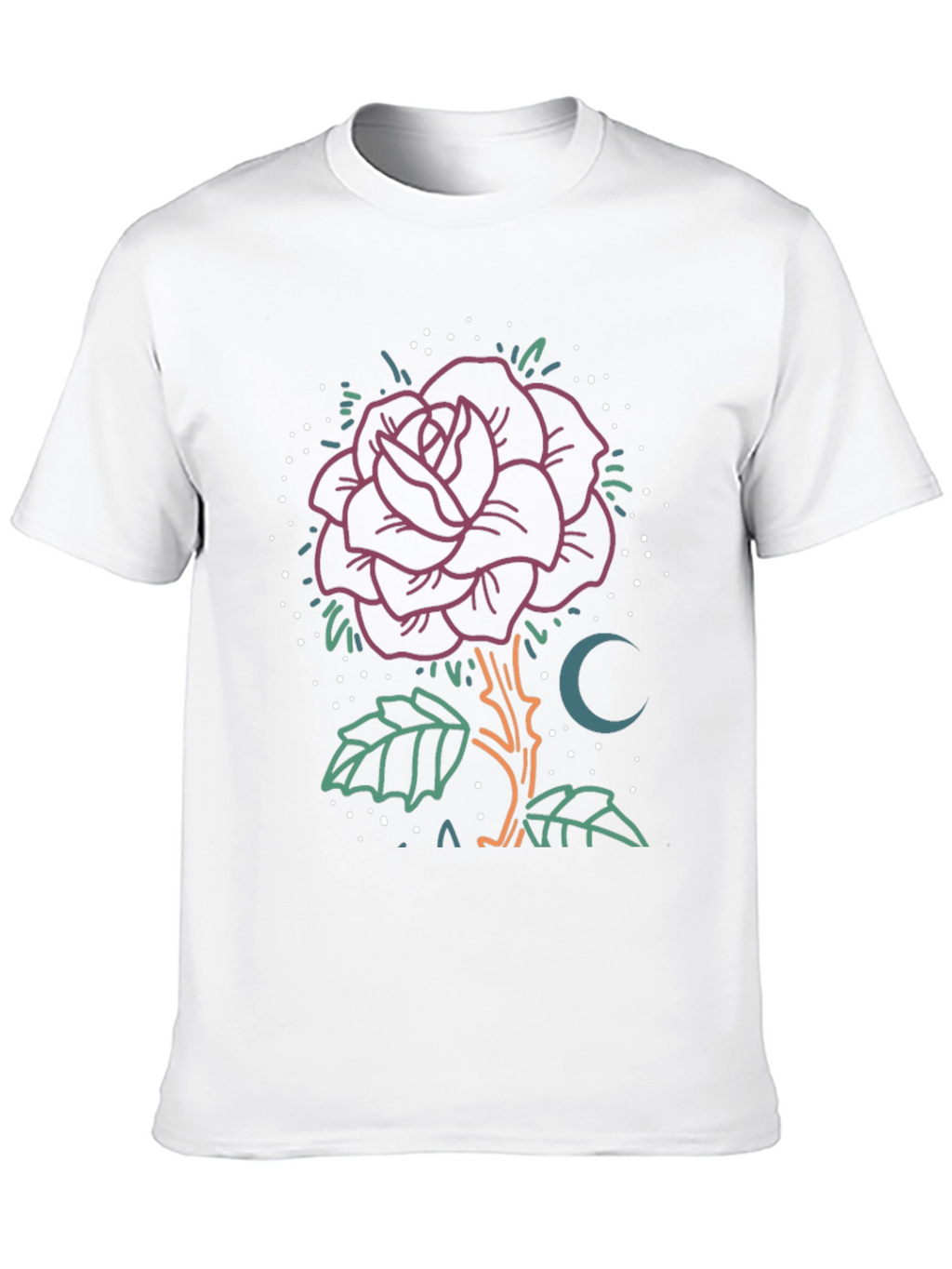 Rose & Moon Graphic Tee - Unique Design