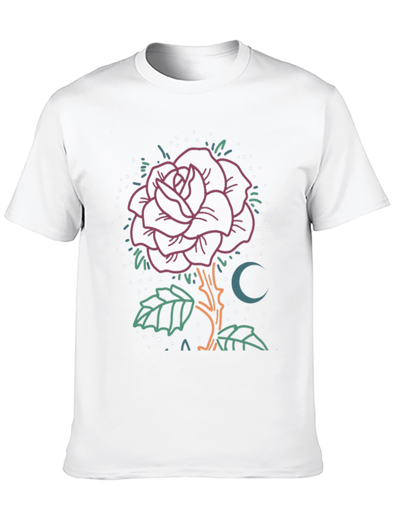 Rose & Moon Graphic Tee - Unique Design