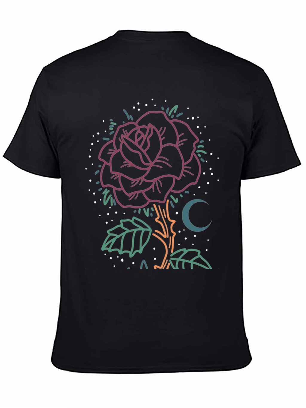 Rose & Moon Graphic Tee - Unique Design