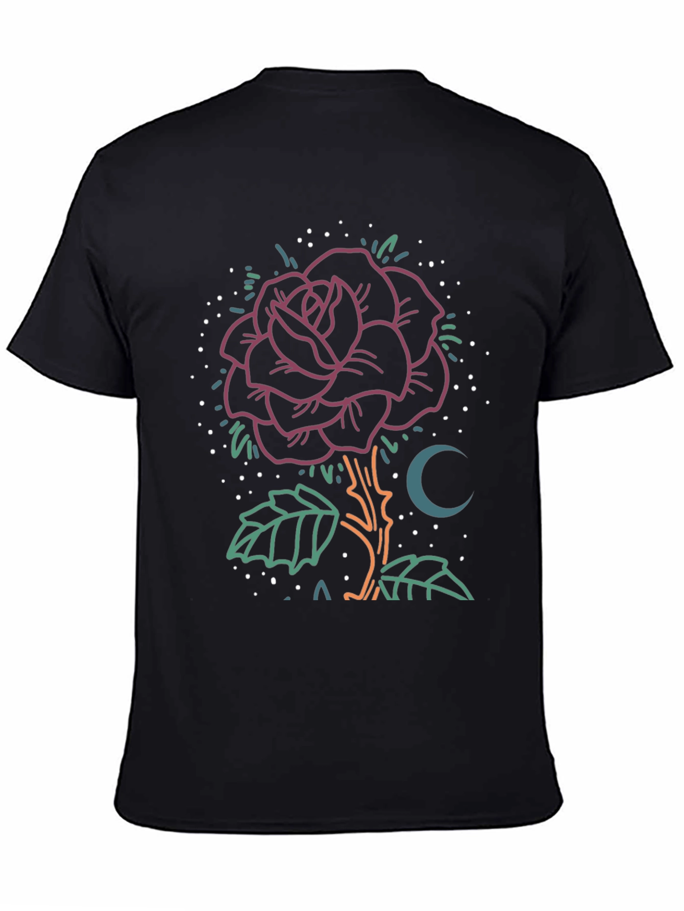 Rose & Moon Graphic Tee - Unique Design
