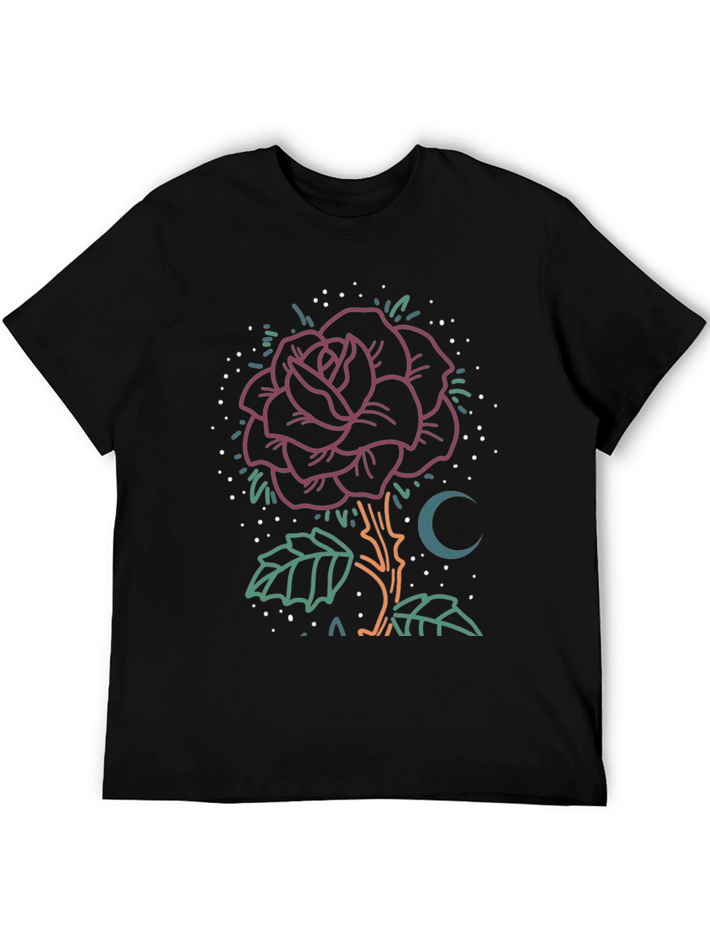 Rose & Moon Graphic Tee - Unique Design